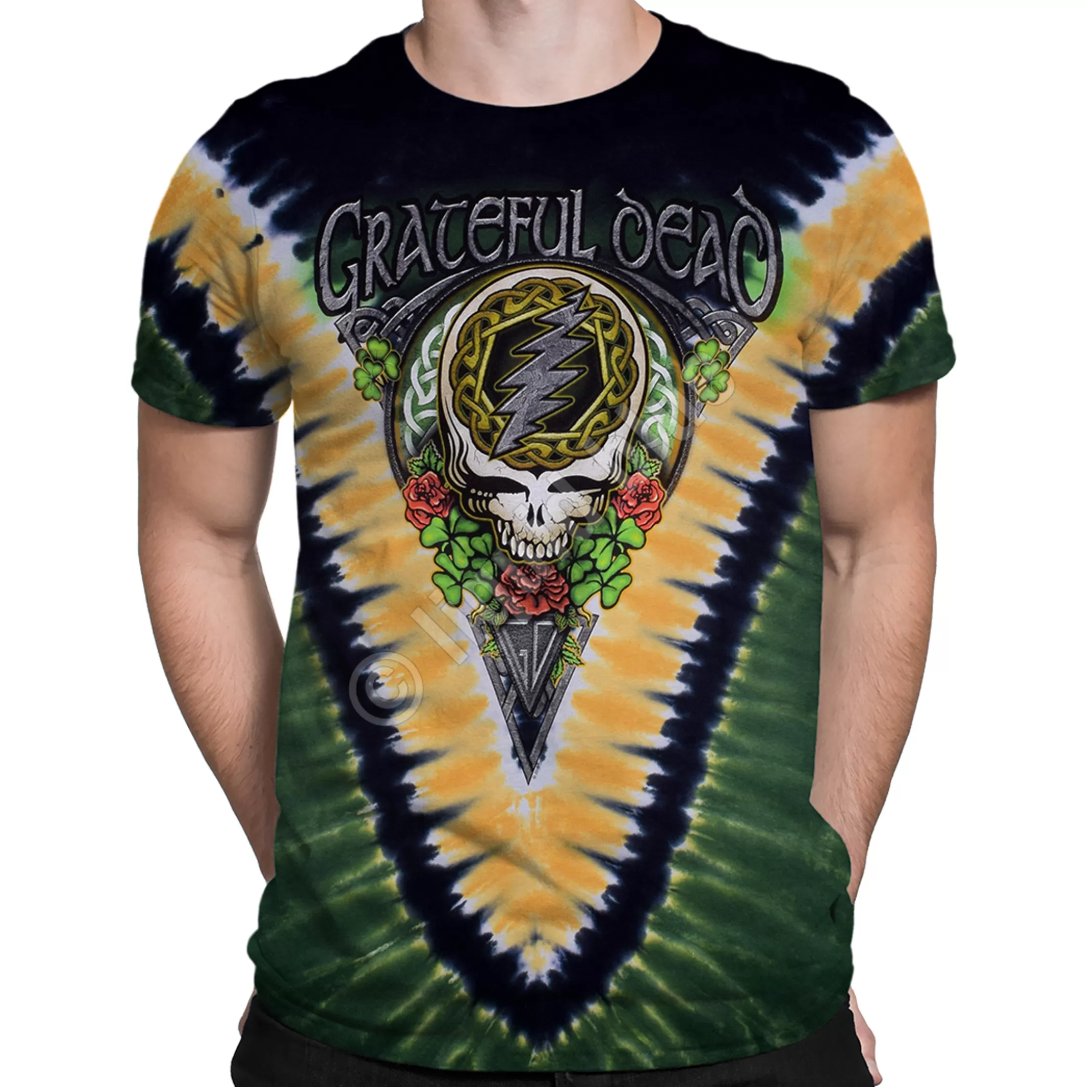 T-Shirt | Grateful Dead<Liquid Blue GD Shamrock V Tie-Dye T-Shirt