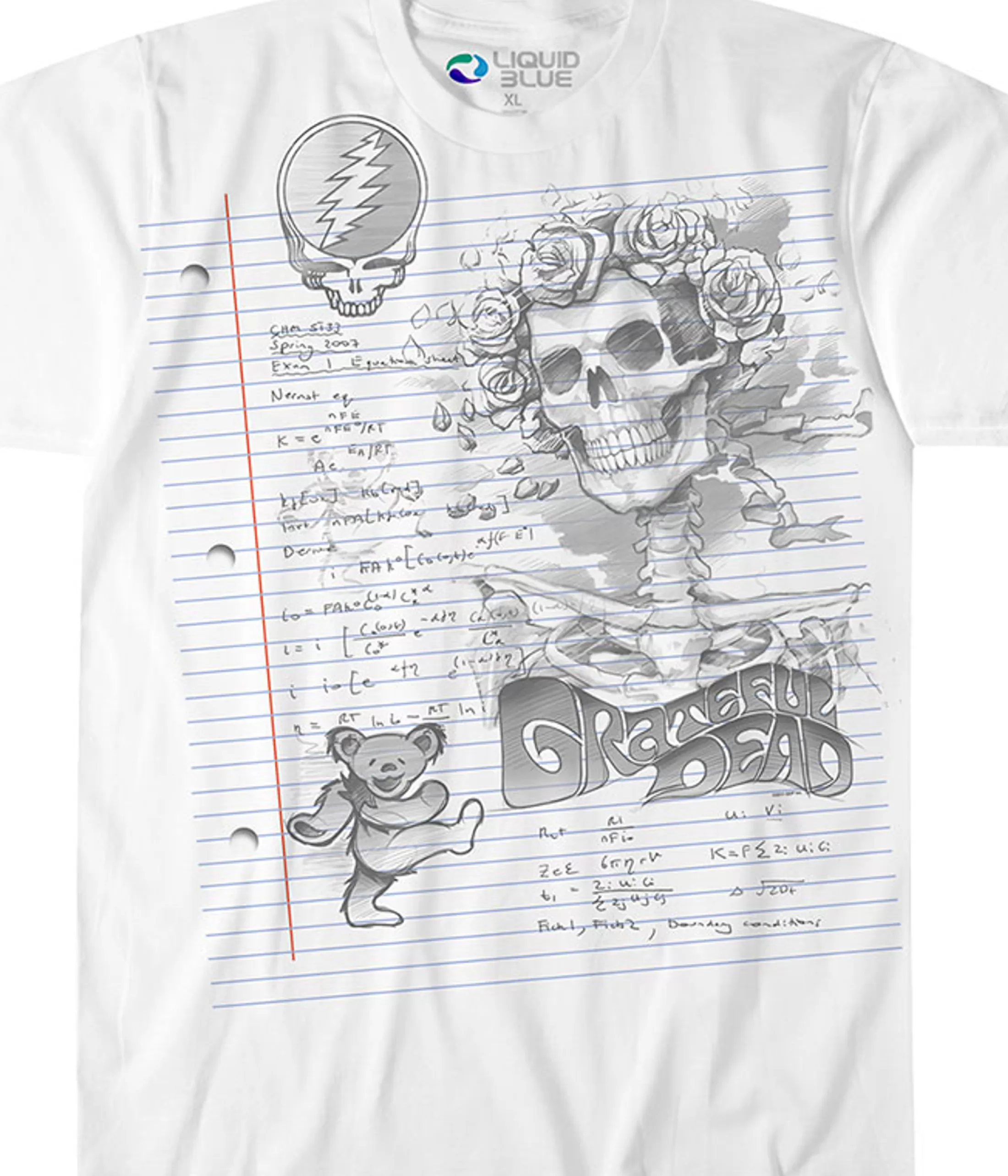 Athletic T-Shirt | Grateful Dead<Liquid Blue GD Sketch White Athletic T-Shirt