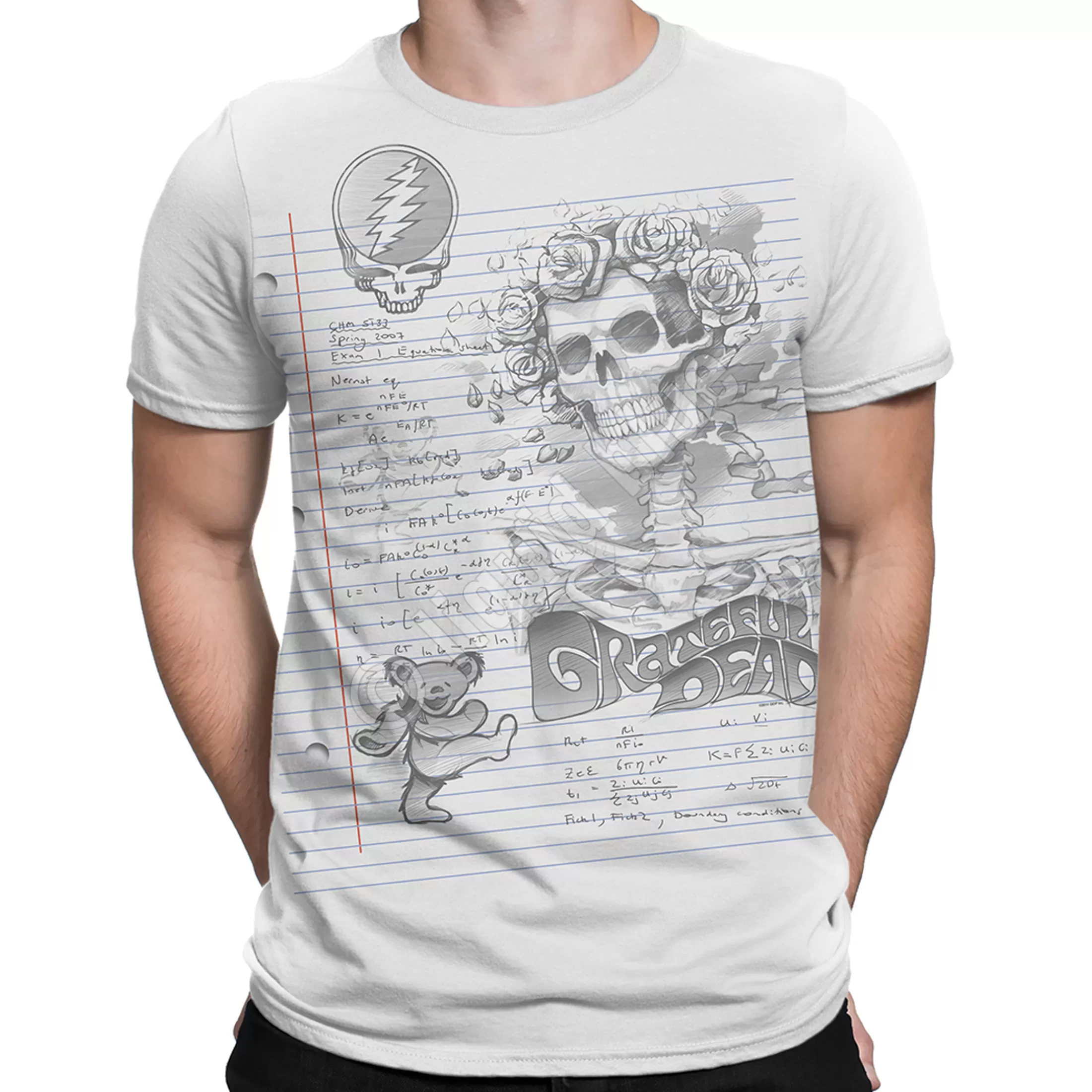 Athletic T-Shirt | Grateful Dead<Liquid Blue GD Sketch White Athletic T-Shirt