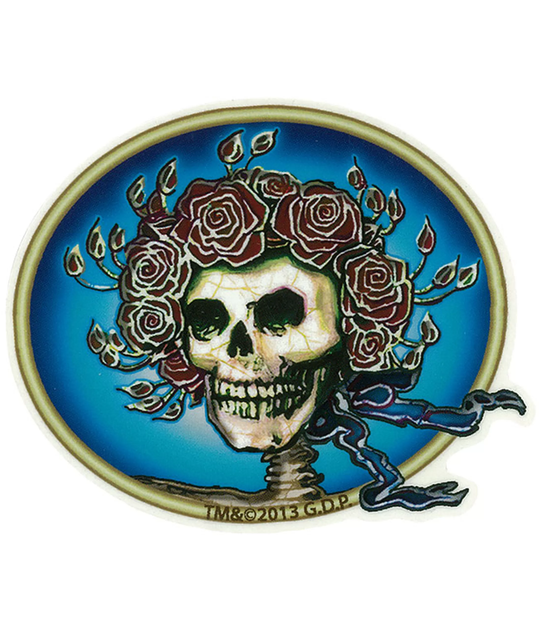 Grateful Dead | Classic<Liquid Blue GD Skull & Roses Mini Sticker