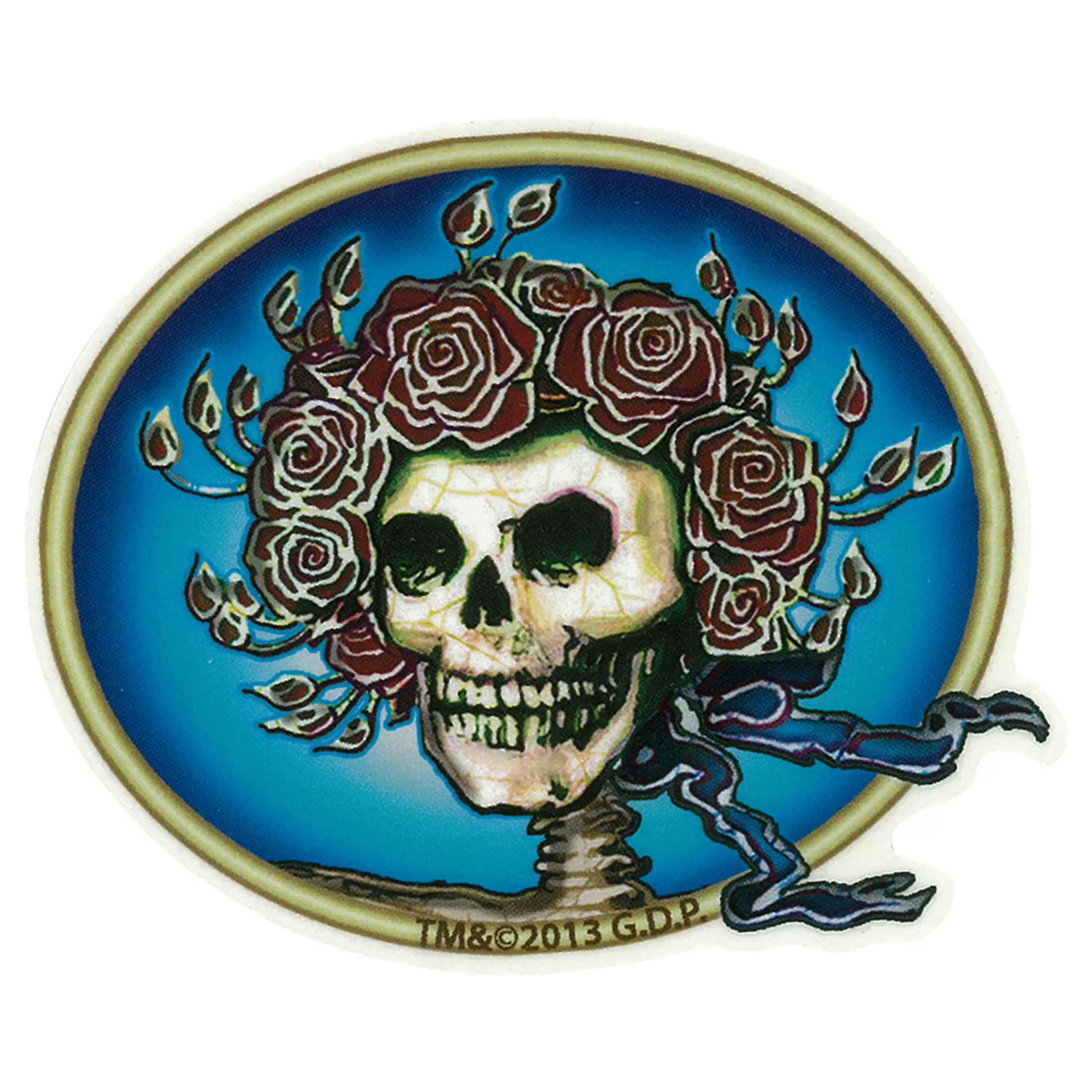 Grateful Dead | Classic<Liquid Blue GD Skull & Roses Mini Sticker