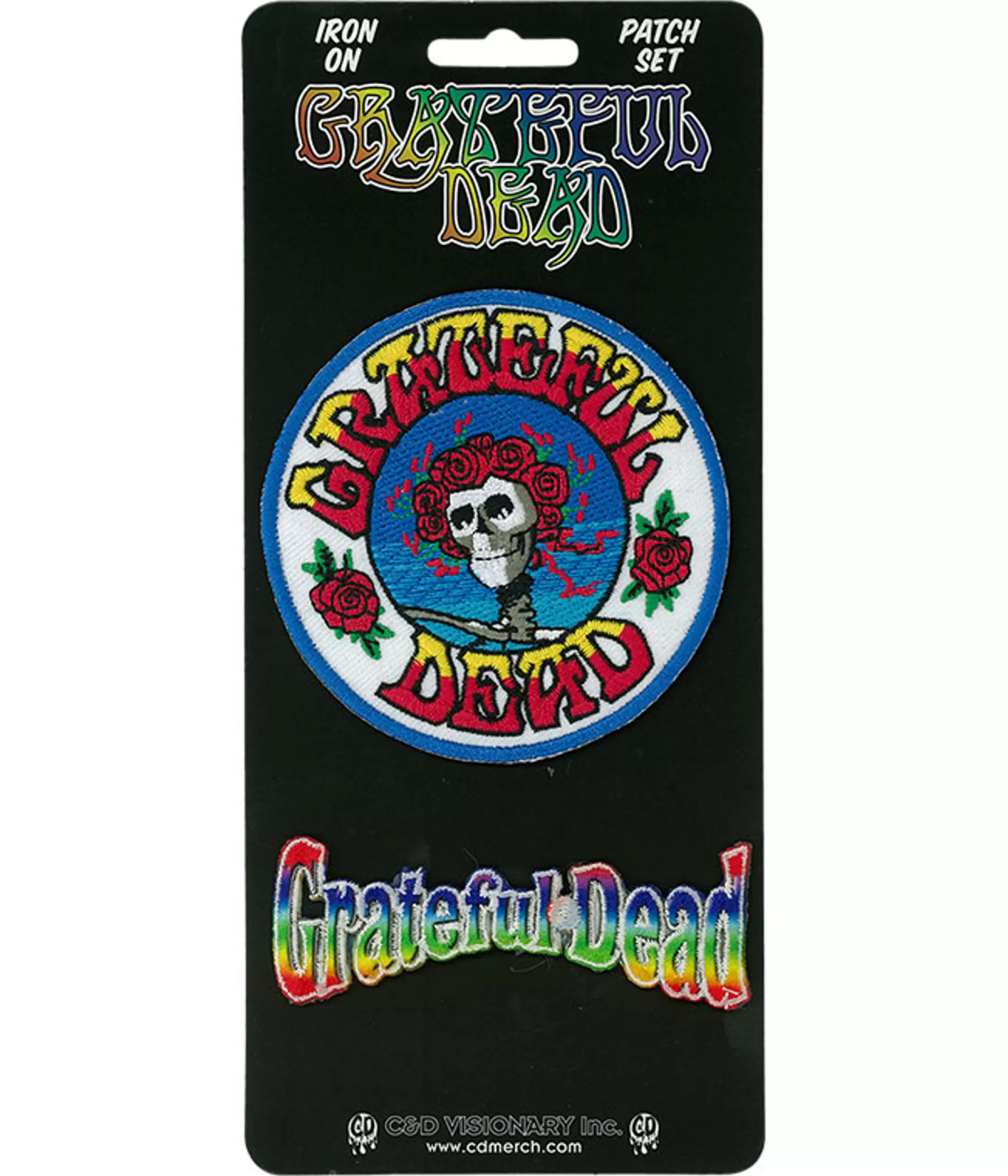 Patches | Grateful Dead<Liquid Blue GD Skull and Roses & Rainbow Logo Patch Set