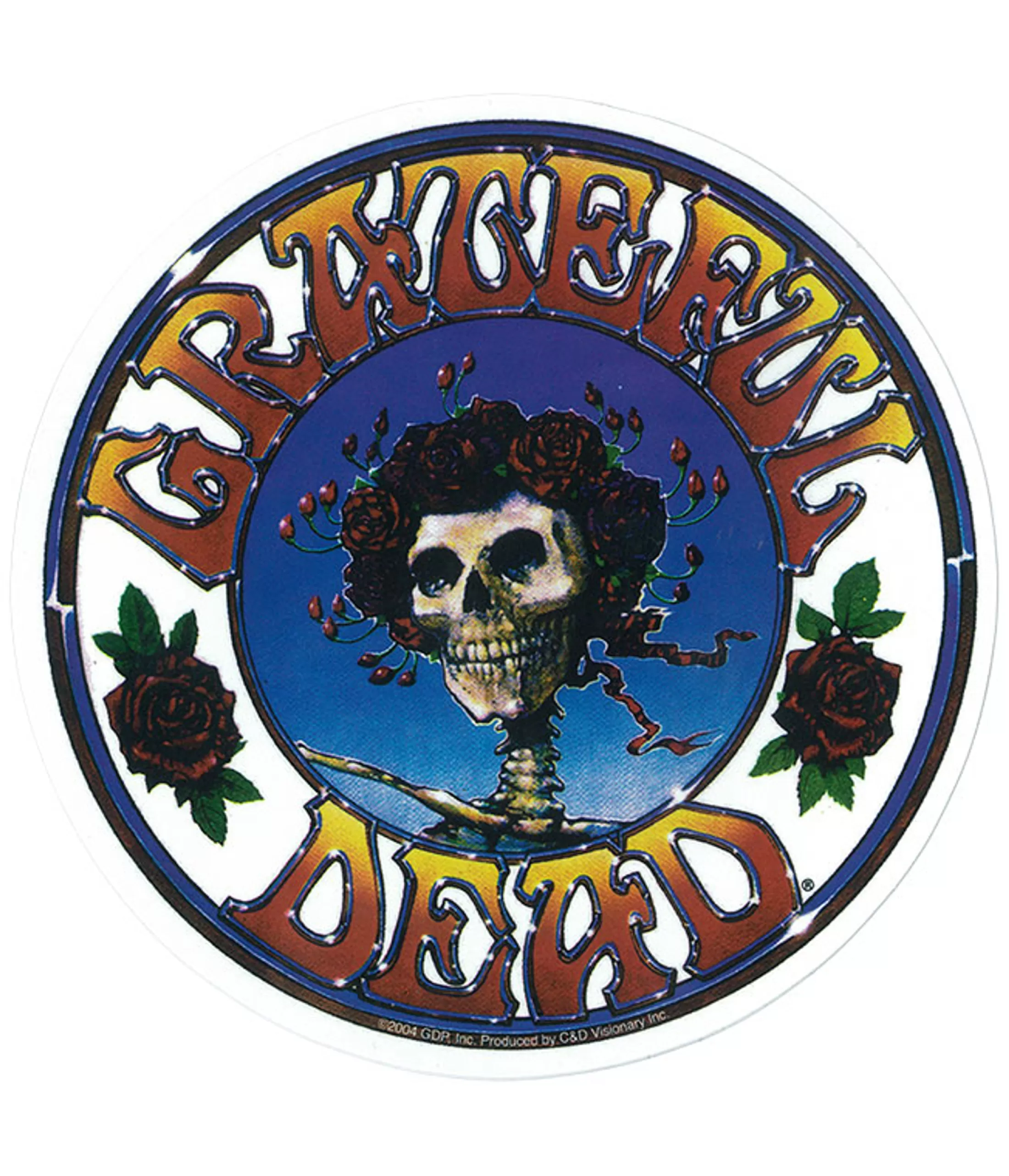 Grateful Dead | Classic<Liquid Blue GD Skull and Roses Logo Sticker