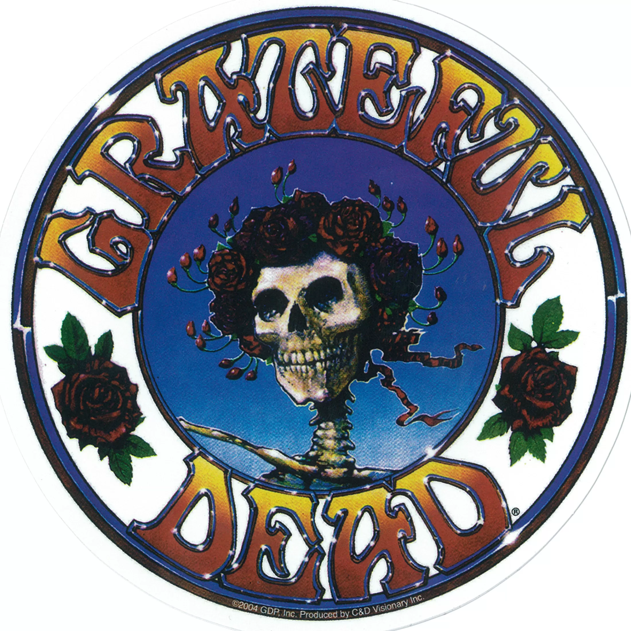 Grateful Dead | Classic<Liquid Blue GD Skull and Roses Logo Sticker