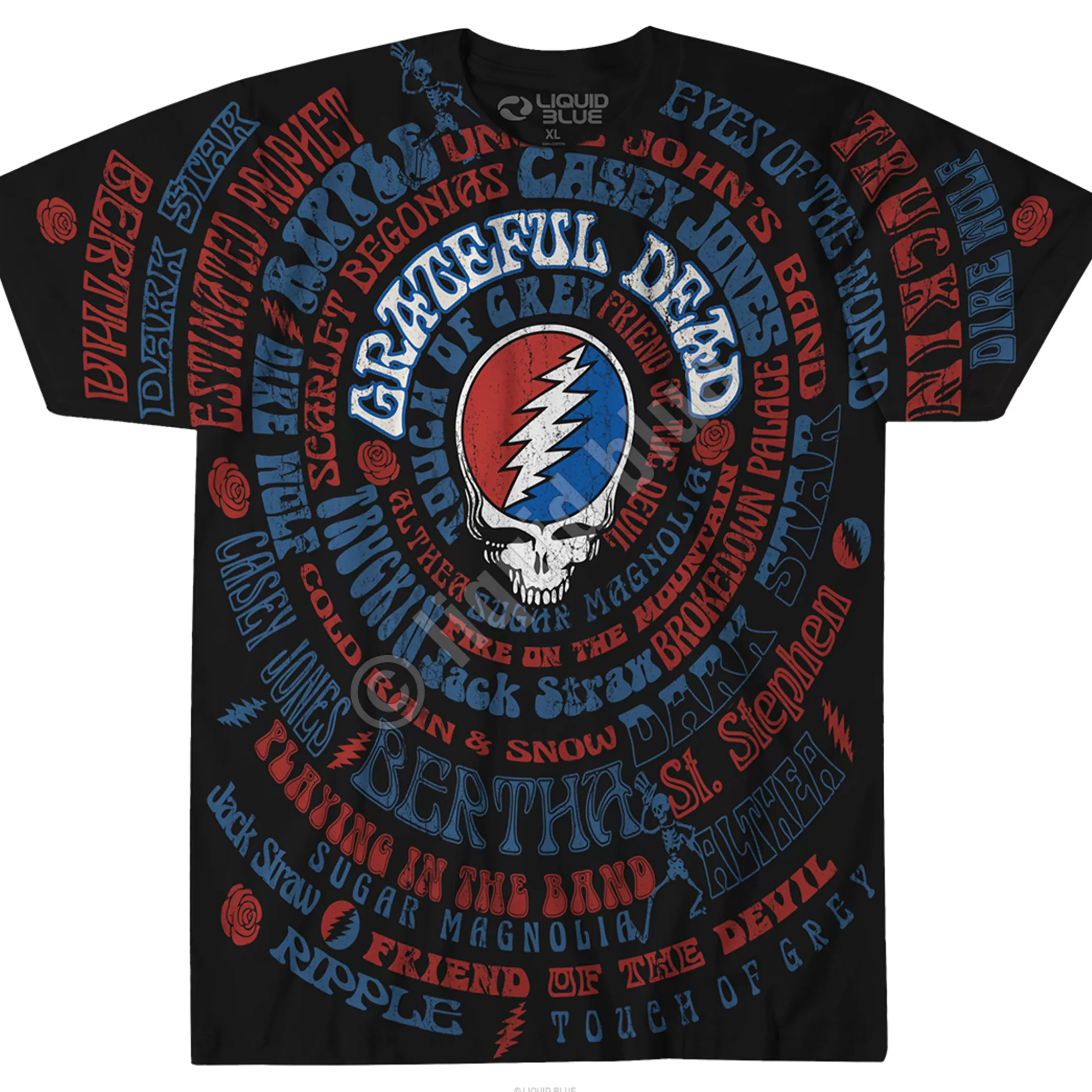 Athletic T-Shirt | Grateful Dead<Liquid Blue GD Songs Black Athletic T-Shirt