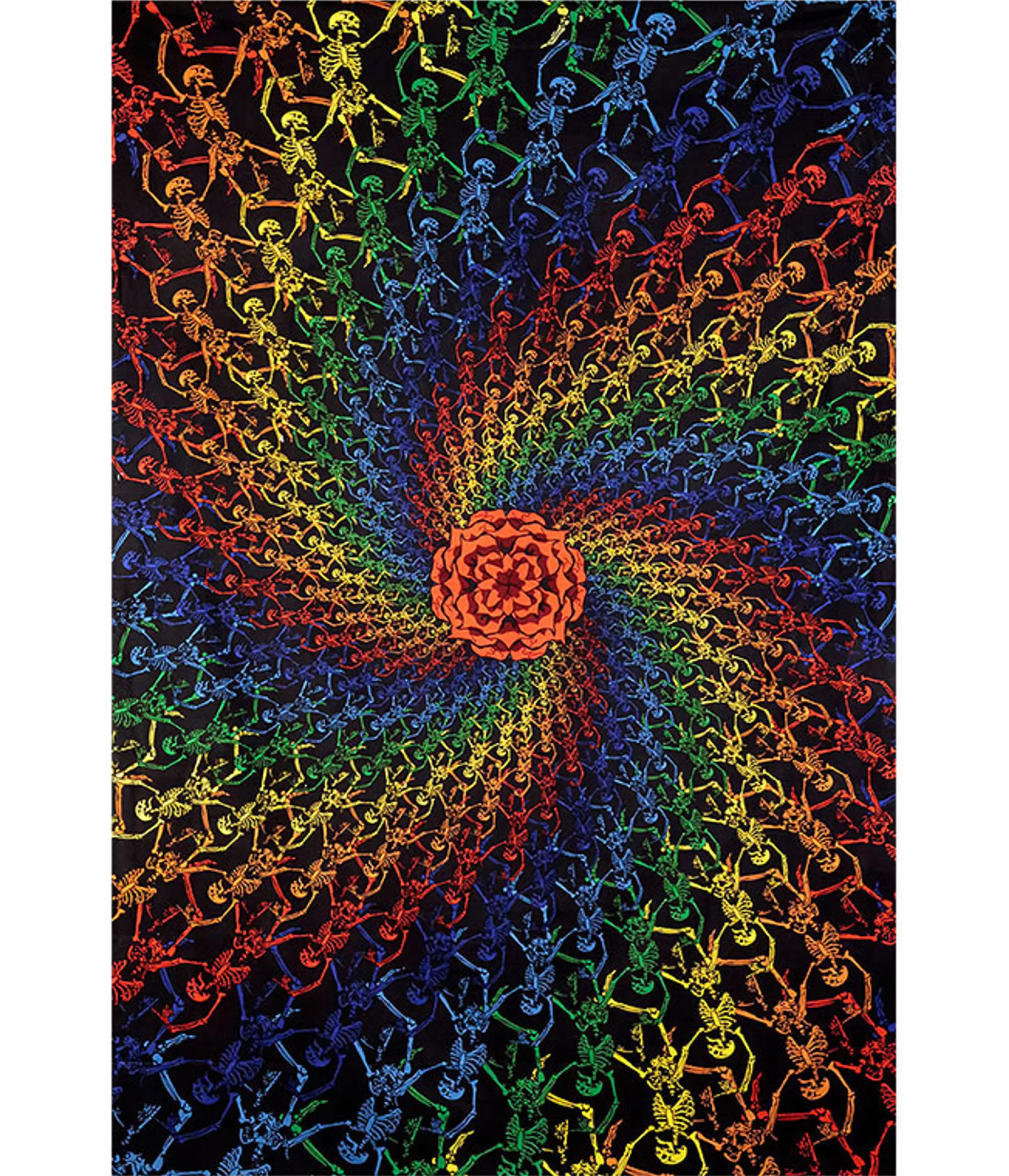 Grateful Dead | Classic<Liquid Blue GD Spiral Skeletons 3D Tapestry