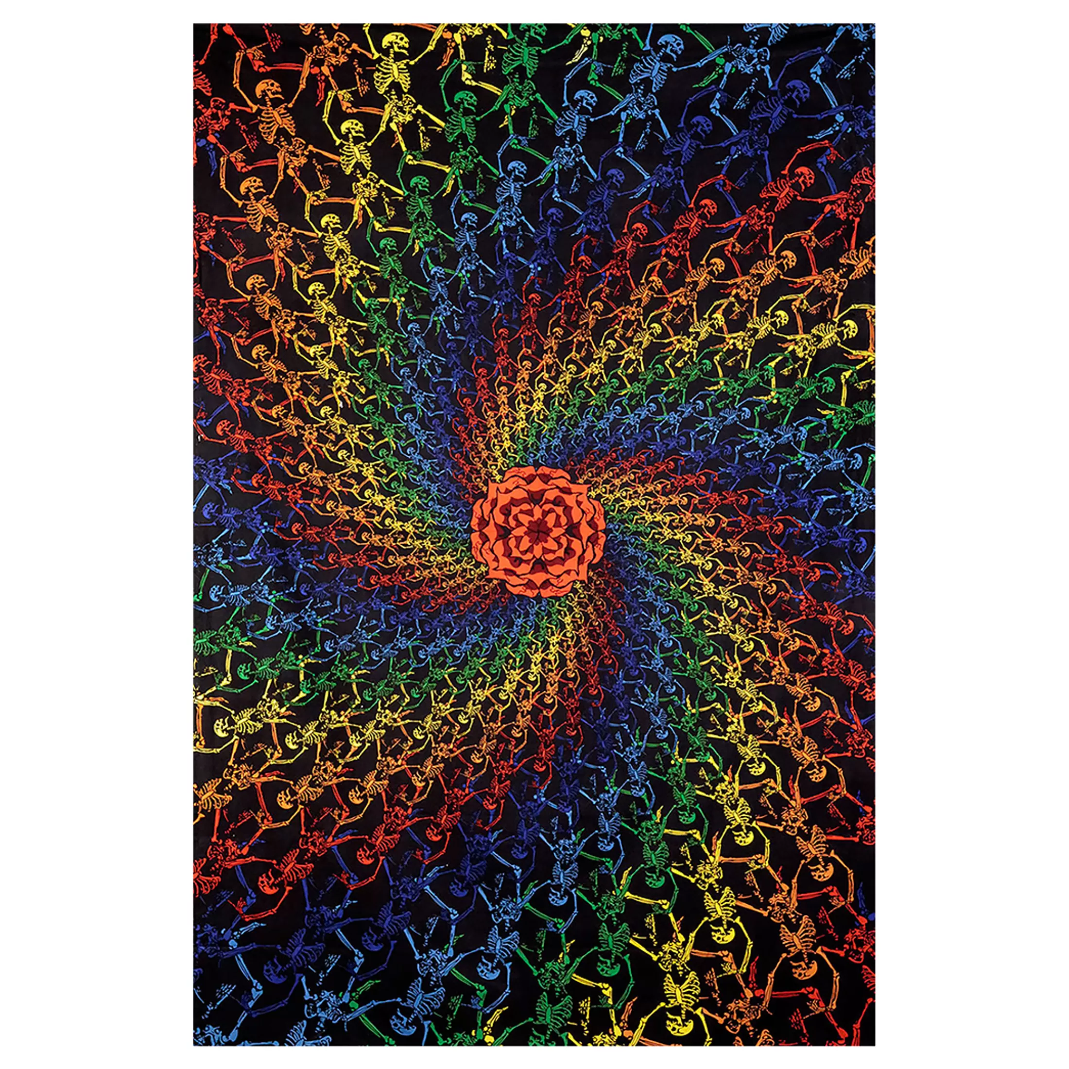 Grateful Dead | Classic<Liquid Blue GD Spiral Skeletons 3D Tapestry