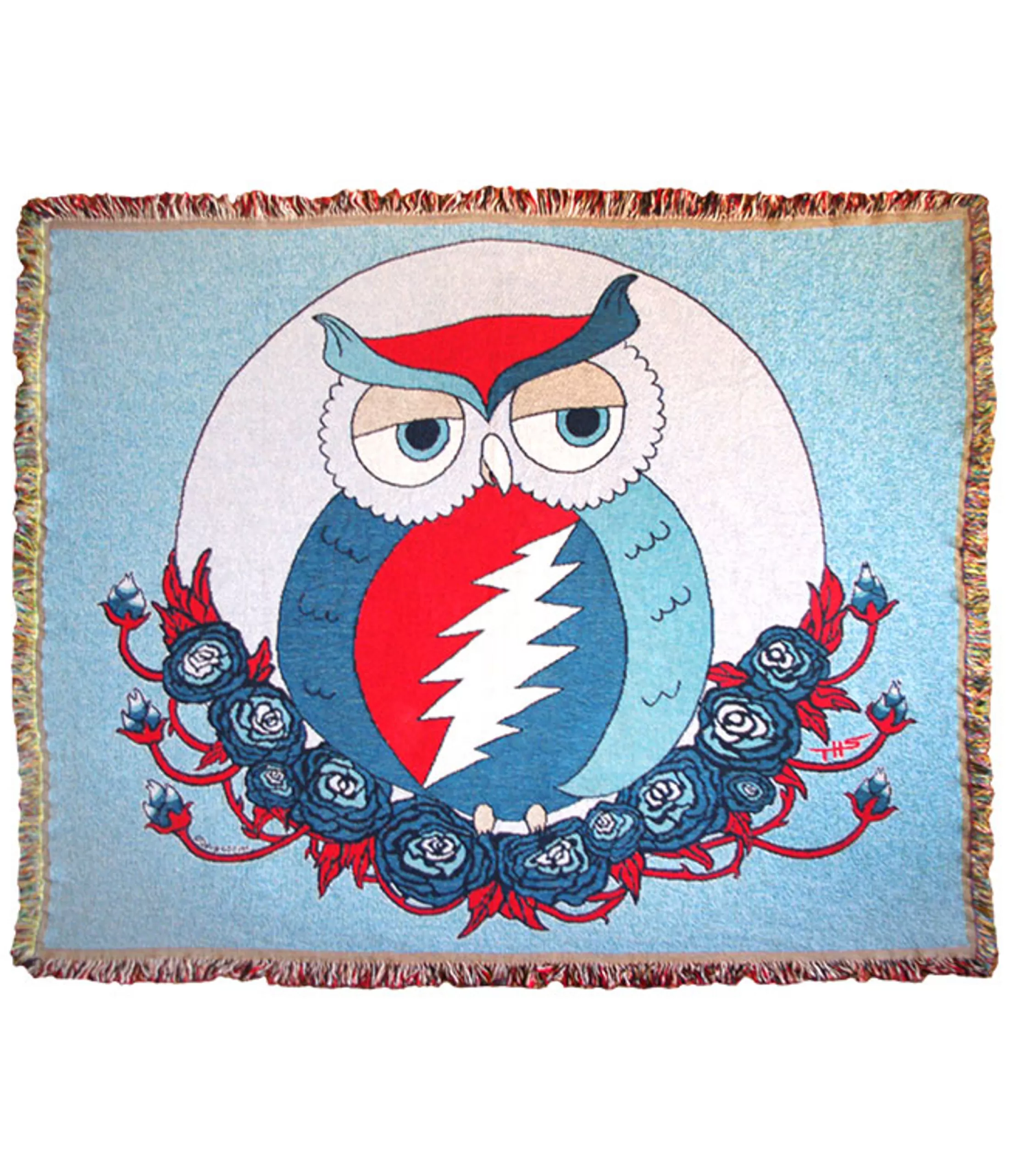 Grateful Dead<Liquid Blue GD Steal Owl Woven Blanket