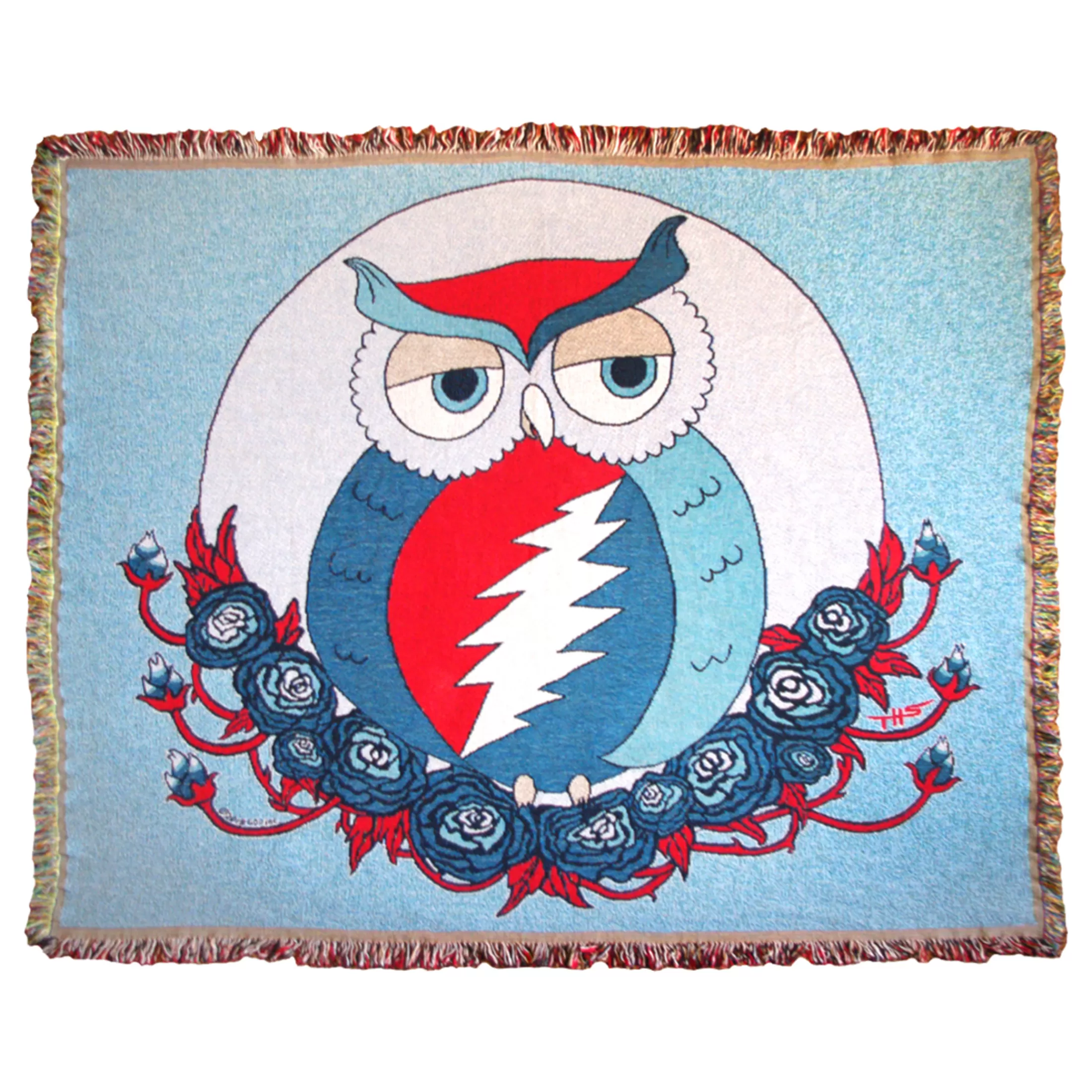 Grateful Dead<Liquid Blue GD Steal Owl Woven Blanket