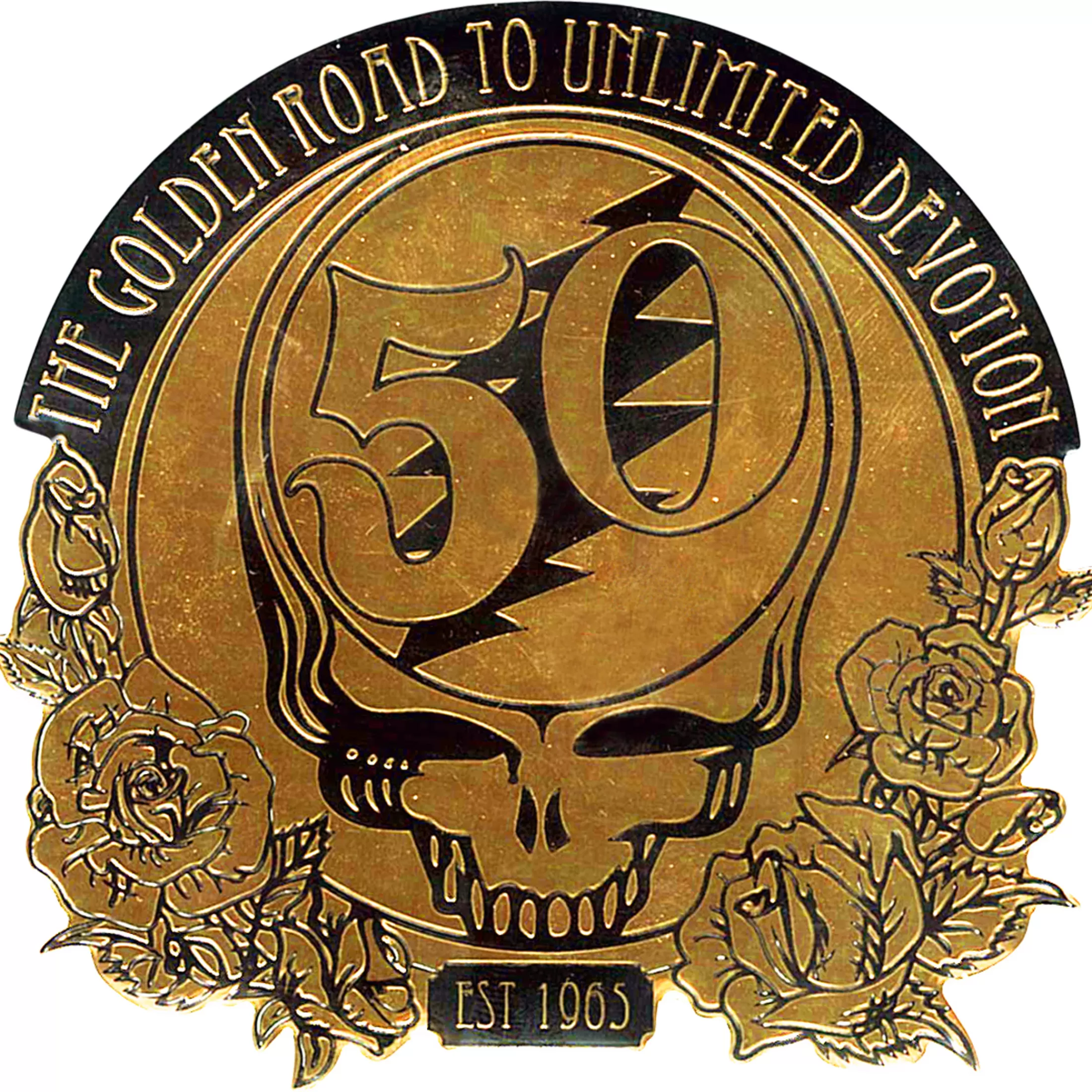 Grateful Dead<Liquid Blue GD 50th Anniversary Gold Metallic Sticker