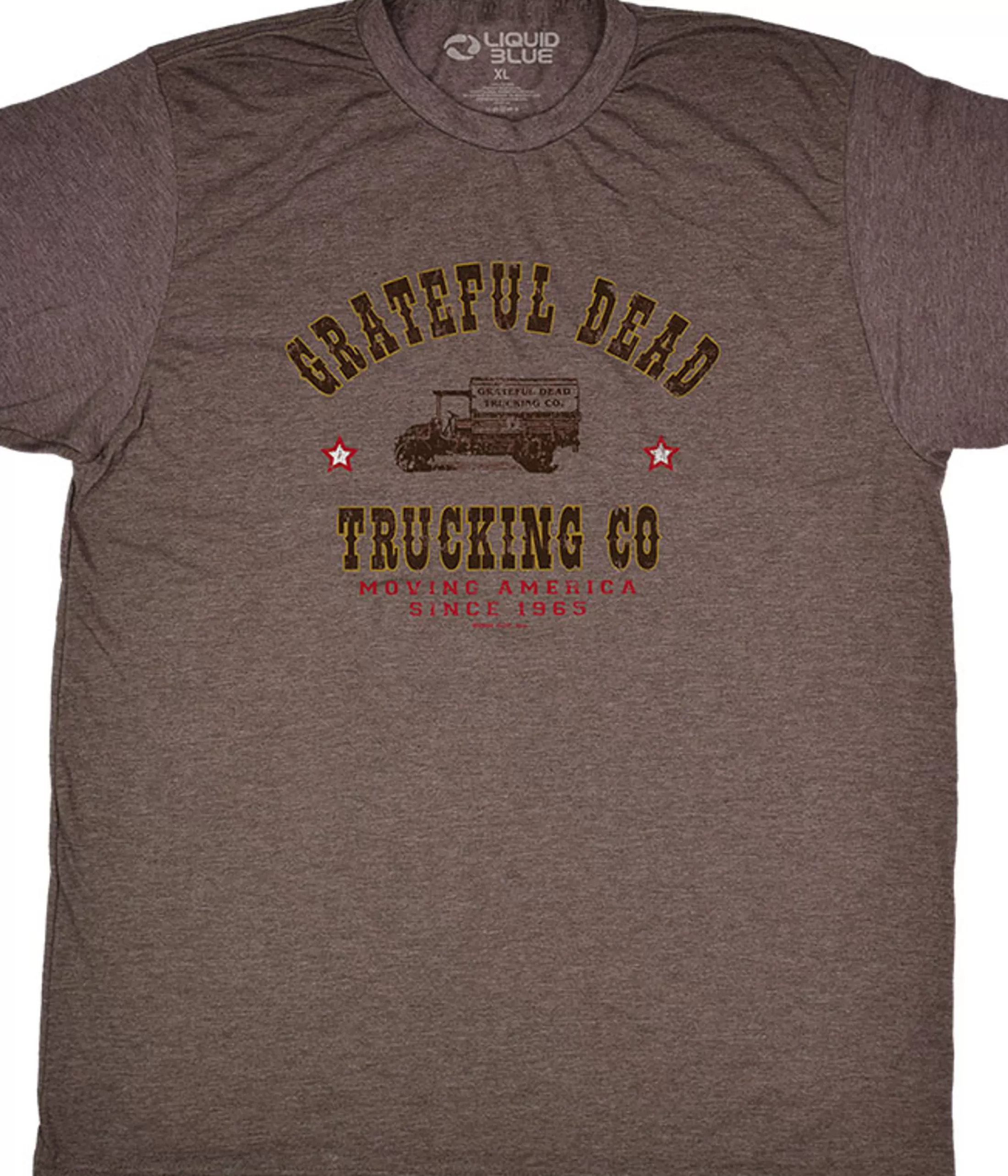 Poly-Cotton T-Shirt | Grateful Dead<Liquid Blue GD Truckin Brown Poly Cotton T-Shirt