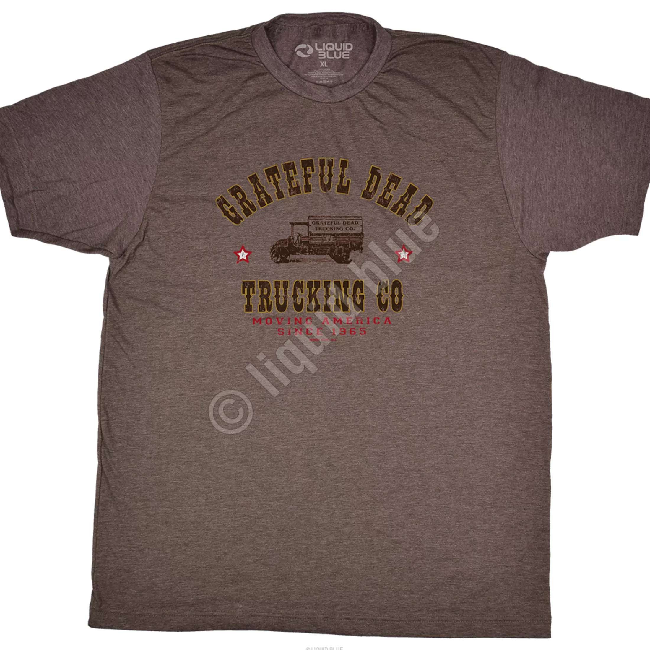 Poly-Cotton T-Shirt | Grateful Dead<Liquid Blue GD Truckin Brown Poly Cotton T-Shirt