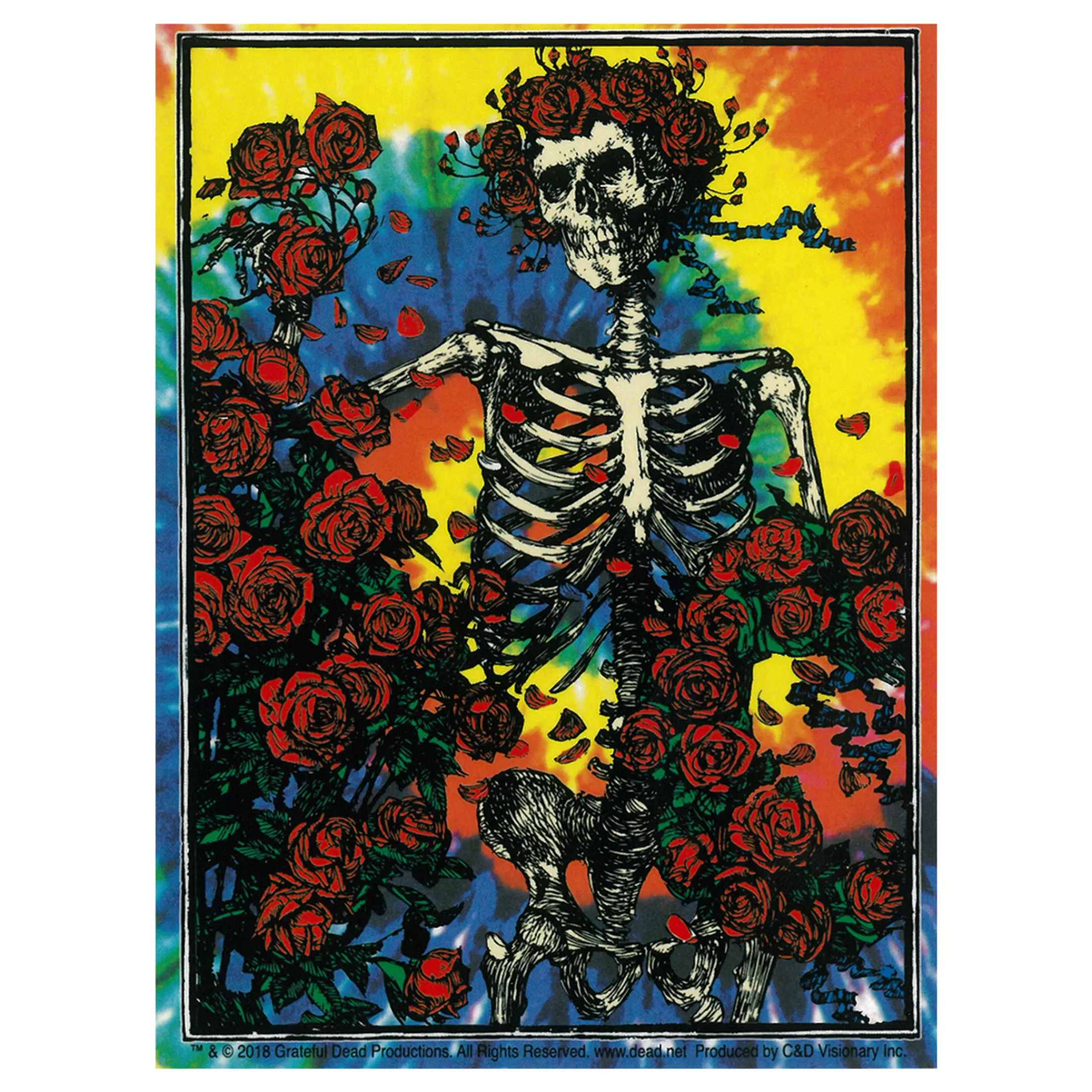 Grateful Dead<Liquid Blue GD Woodcut Tie Dye Sticker