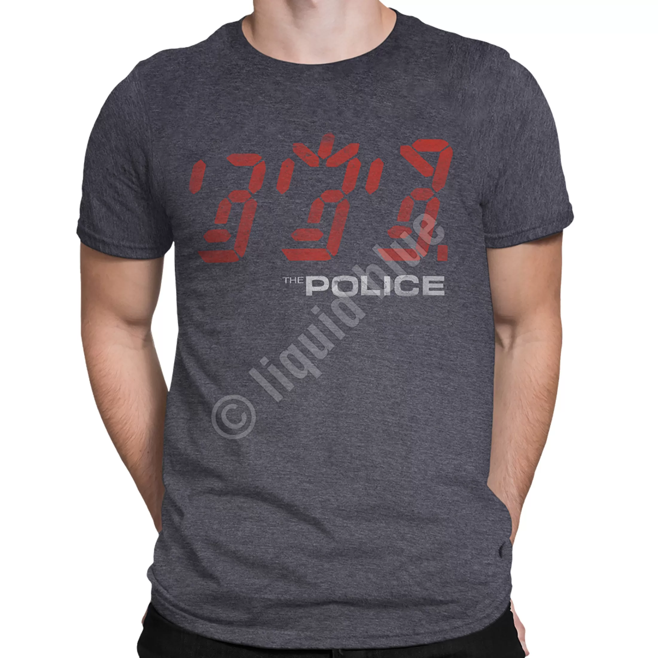 Poly-Cotton T-Shirt | The Police<Liquid Blue Ghost in the Machine Dark Heather Poly-Cotton T-Shirt