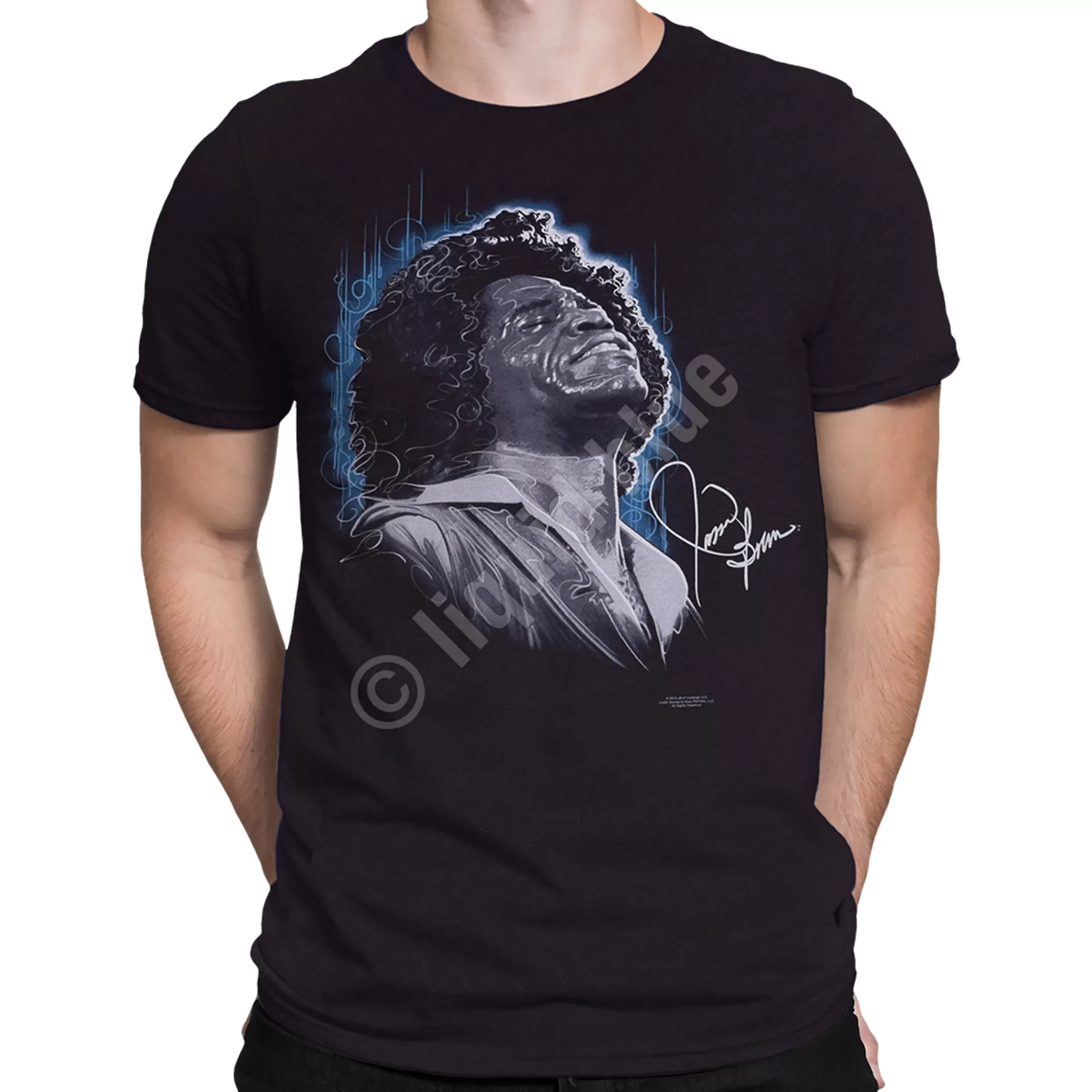 Athletic T-Shirt | James Brown<Liquid Blue Godfather of Soul Black Athletic T-Shirt