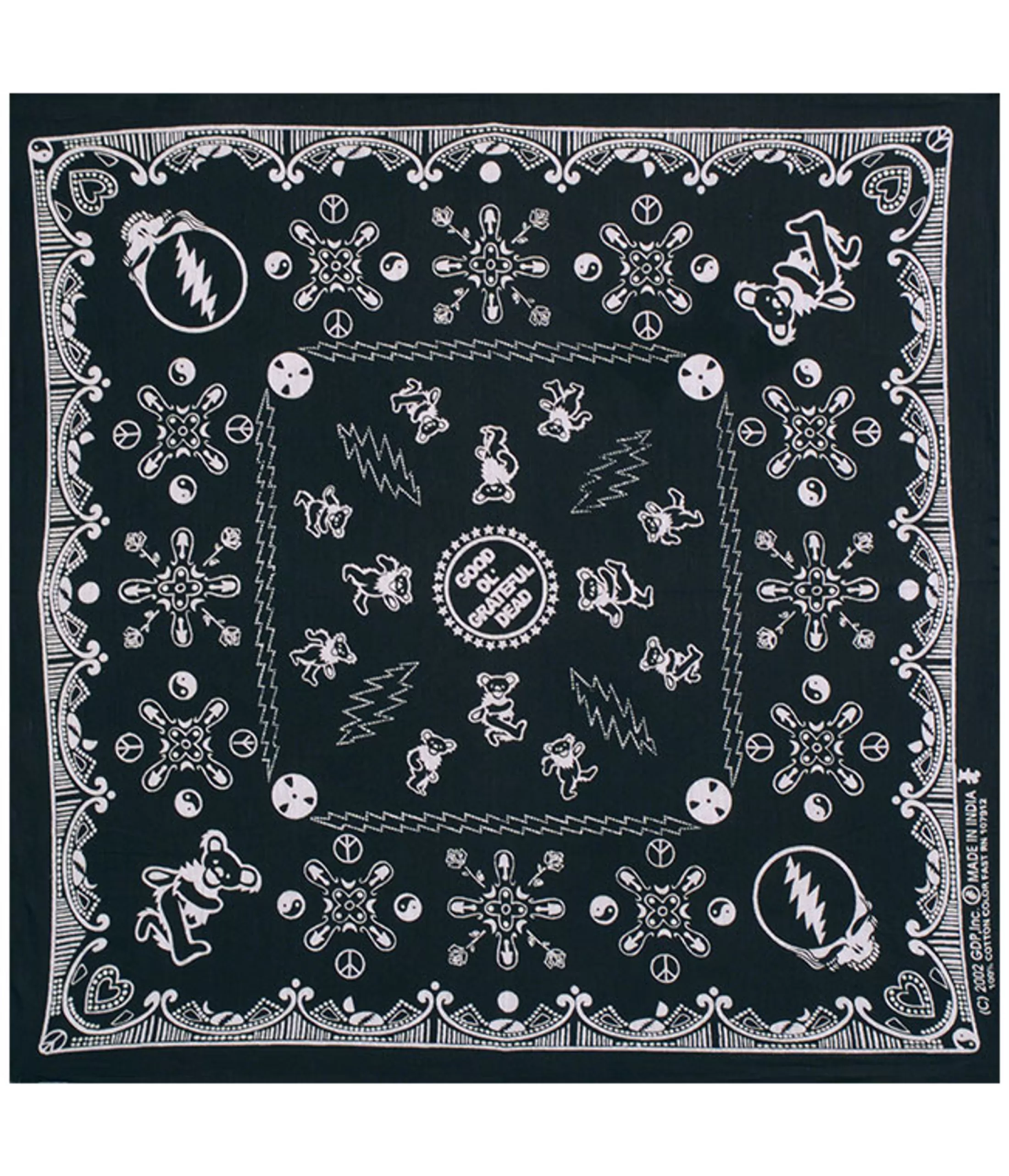 Bandanas | Grateful Dead<Liquid Blue Good Ol GD Black Bandana