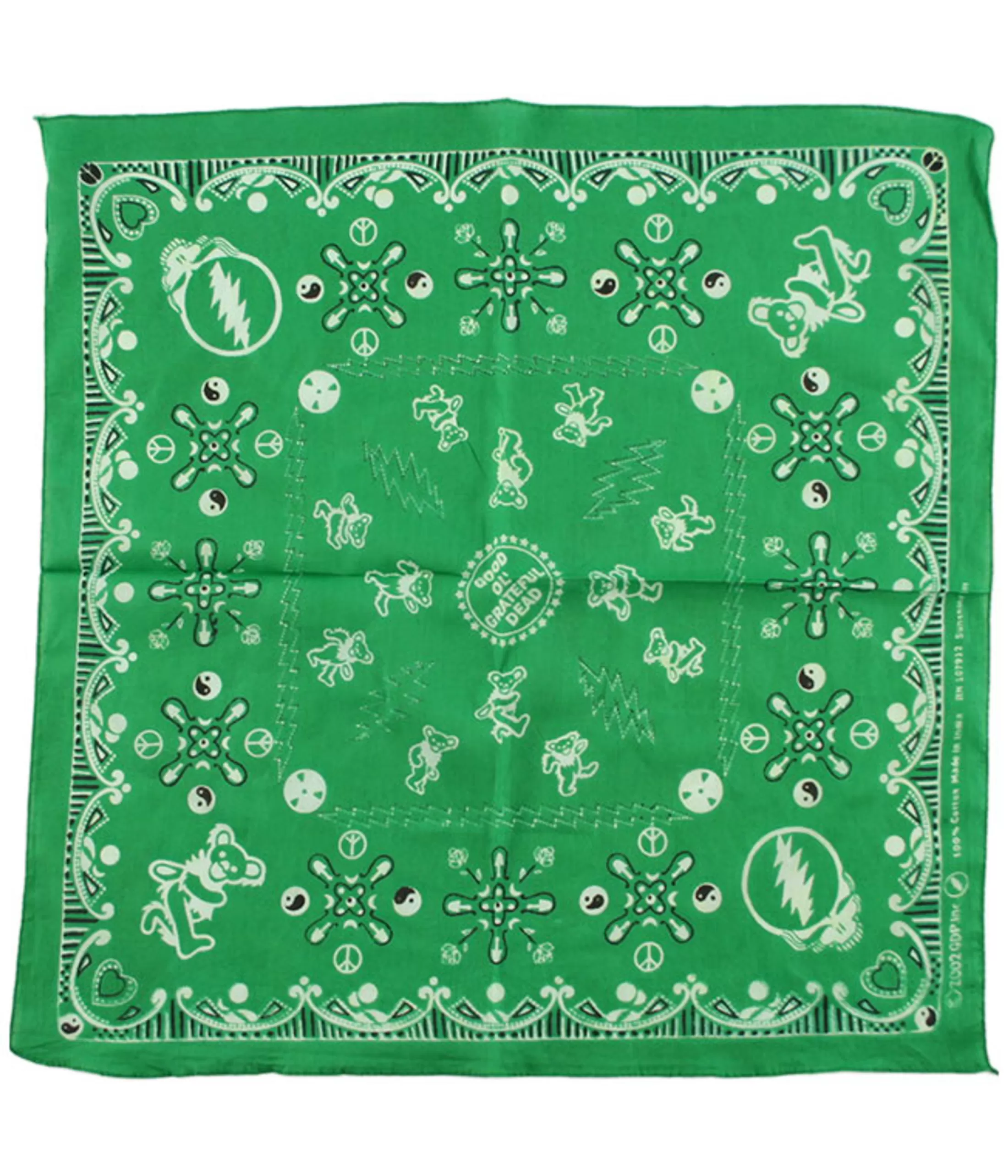 Bandanas | Grateful Dead<Liquid Blue Good Ol GD Green Bandana Green