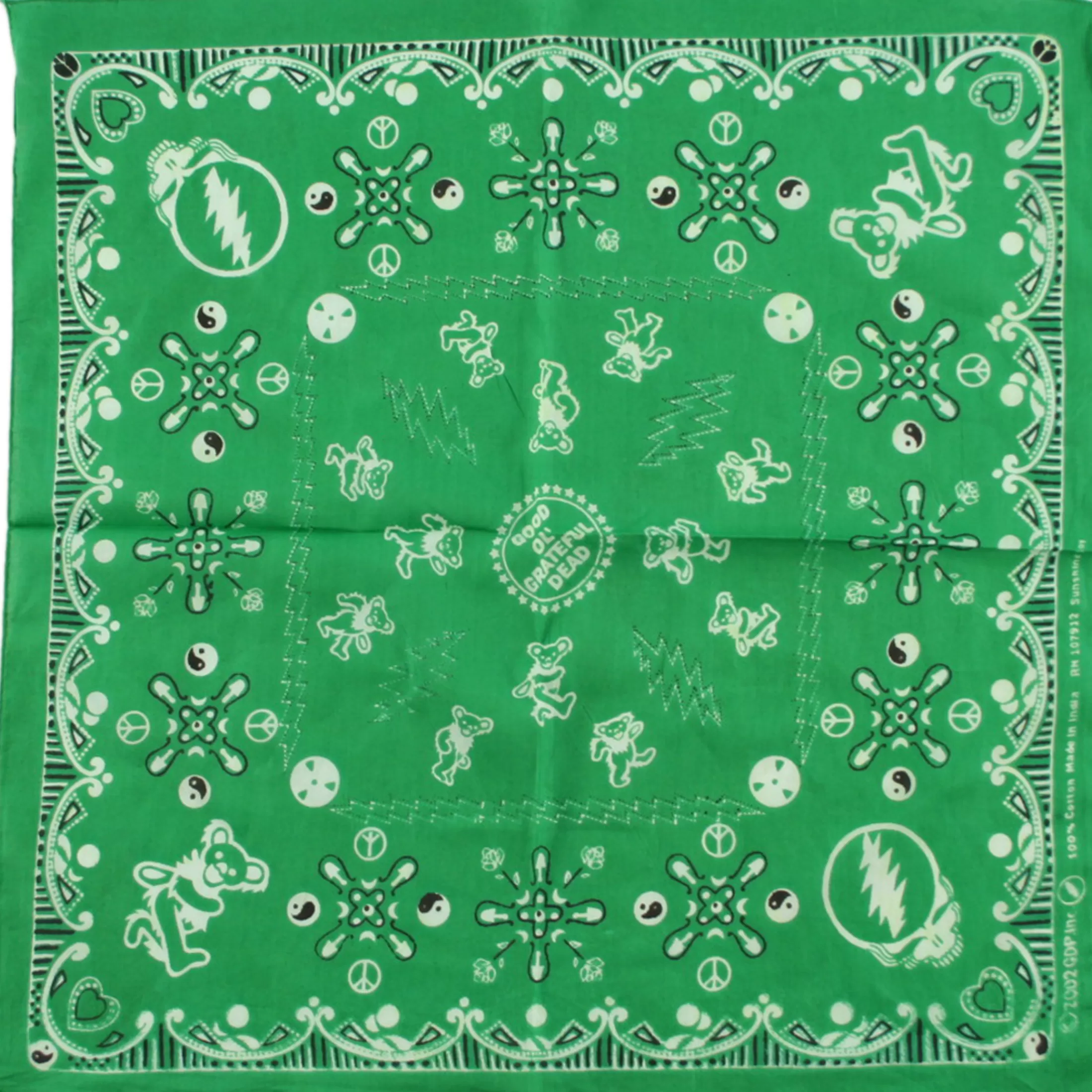 Bandanas | Grateful Dead<Liquid Blue Good Ol GD Green Bandana Green