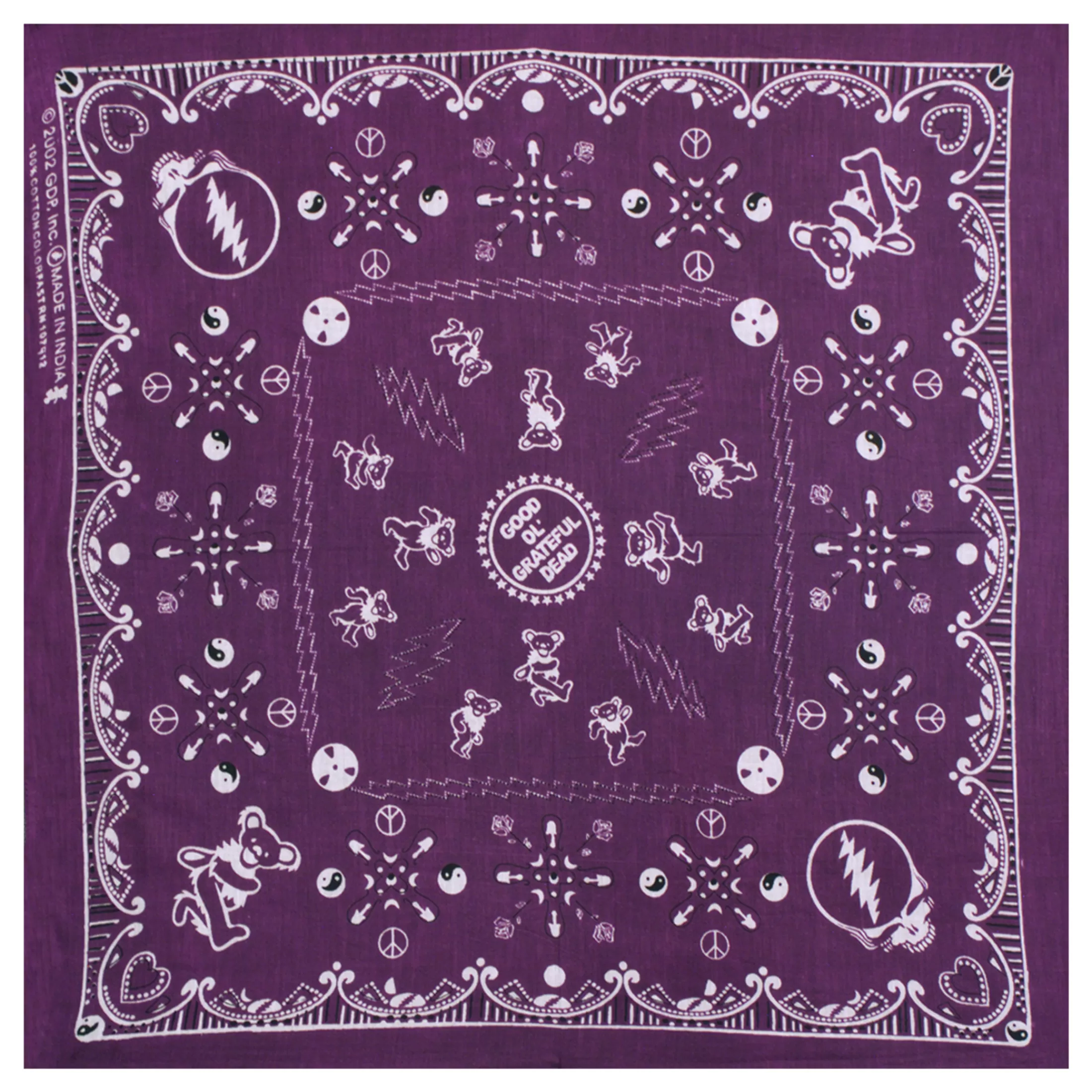 Bandanas | Grateful Dead<Liquid Blue Good Ol GD Purple Bandana