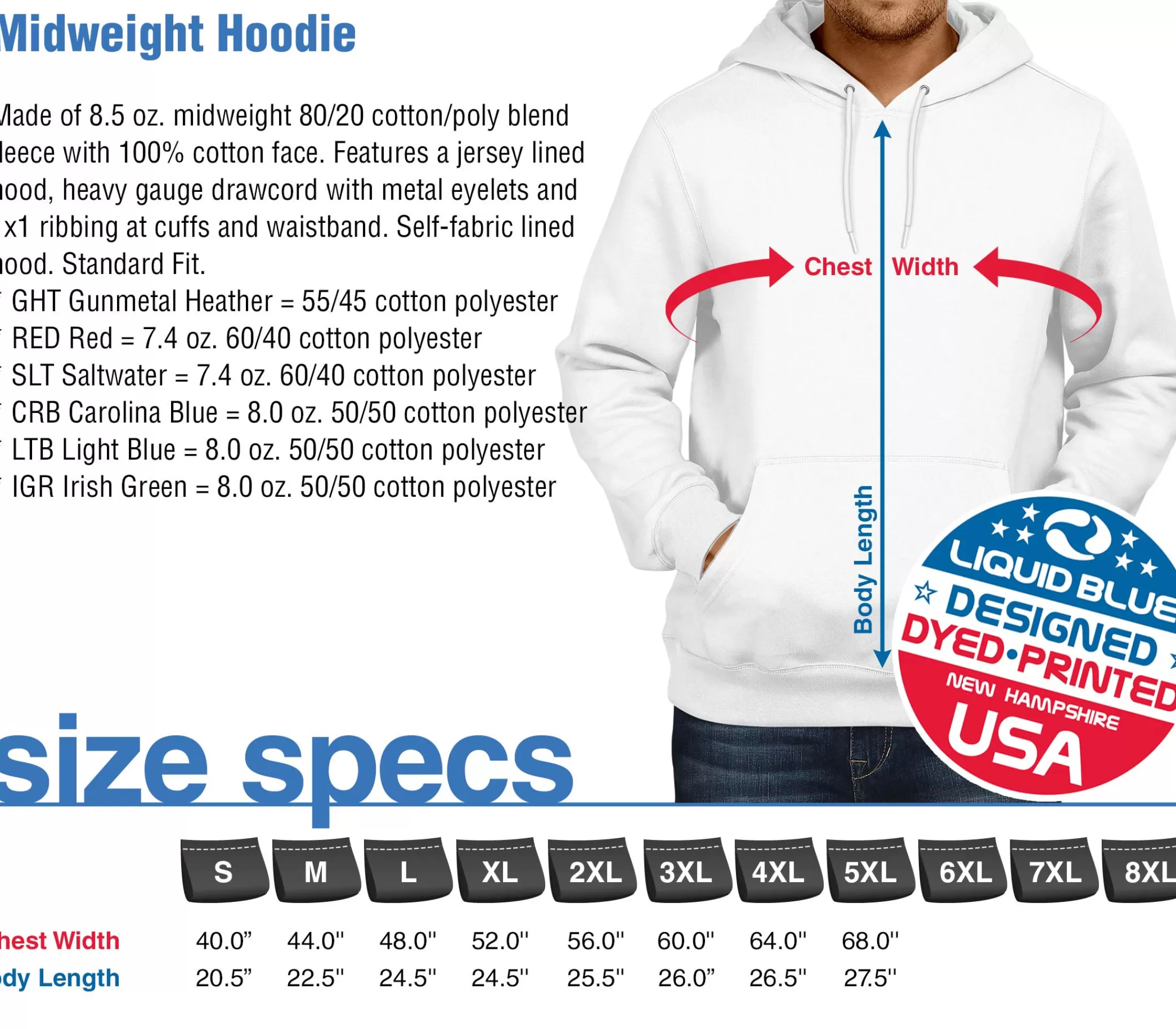 Hoodie | Grateful Dead<Liquid Blue Good Ol Glory Chest Hoodie