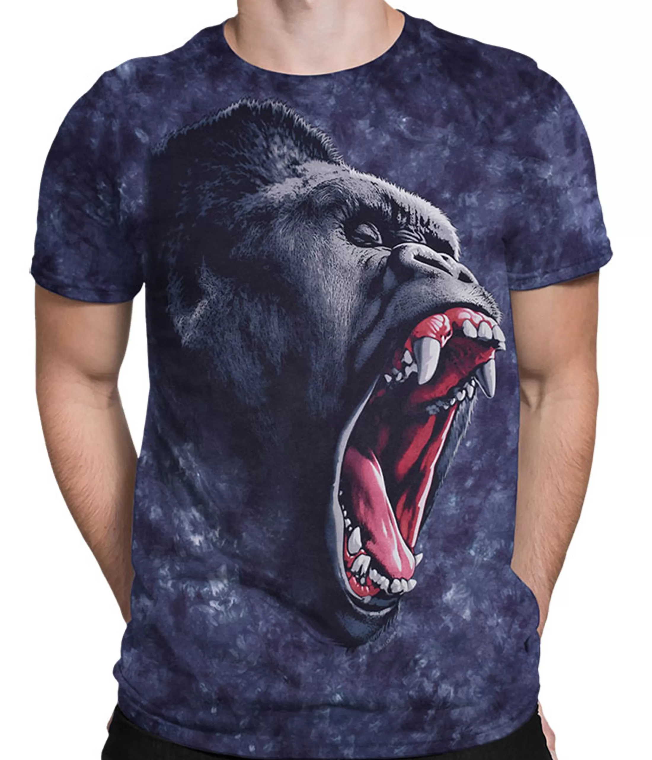 T-Shirt | Exotic Wildlife<Liquid Blue Gorilla Power Tie-Dye T-Shirt