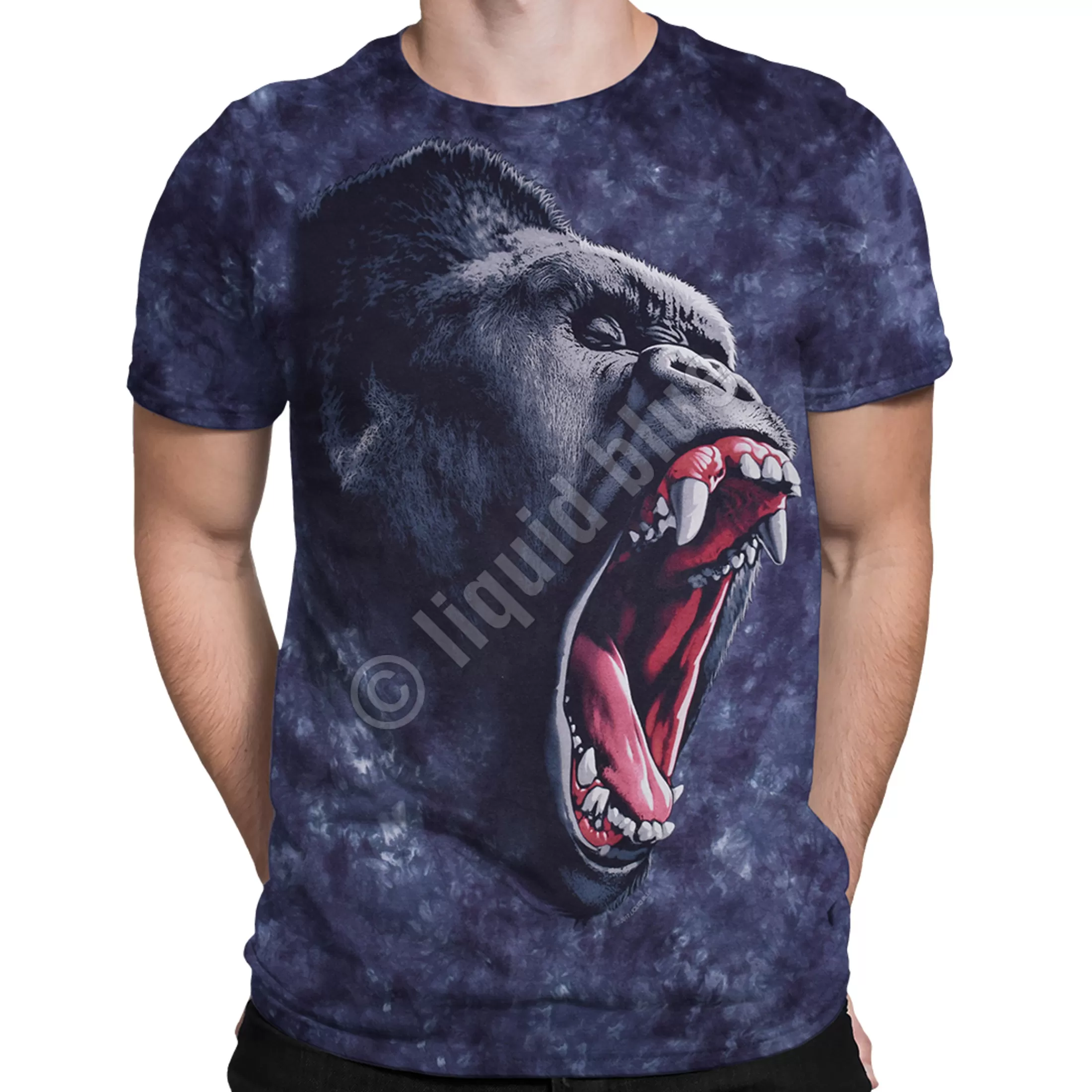 T-Shirt | Exotic Wildlife<Liquid Blue Gorilla Power Tie-Dye T-Shirt