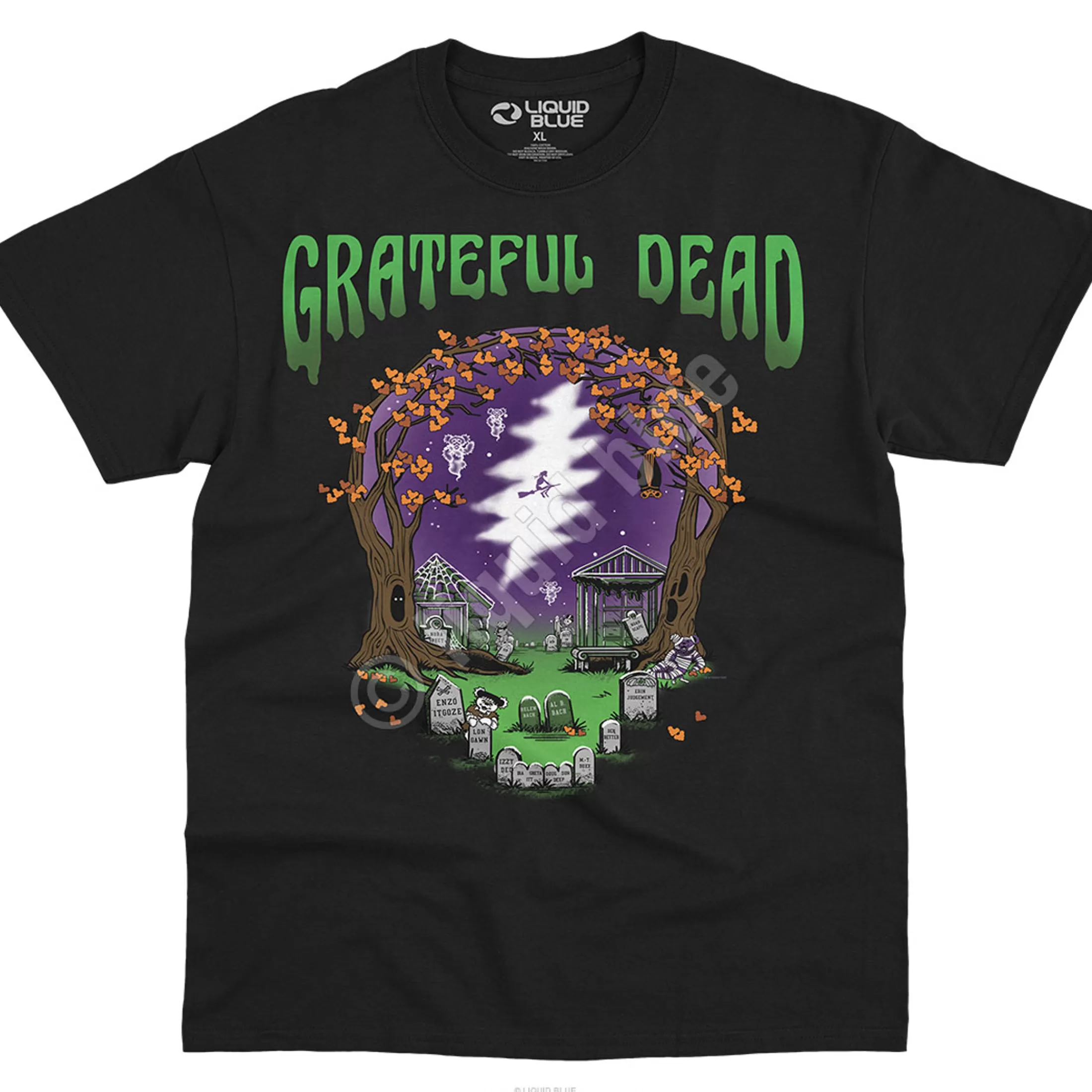 T-Shirt | Halloween<Liquid Blue Grateful Graveyard Black T-Shirt