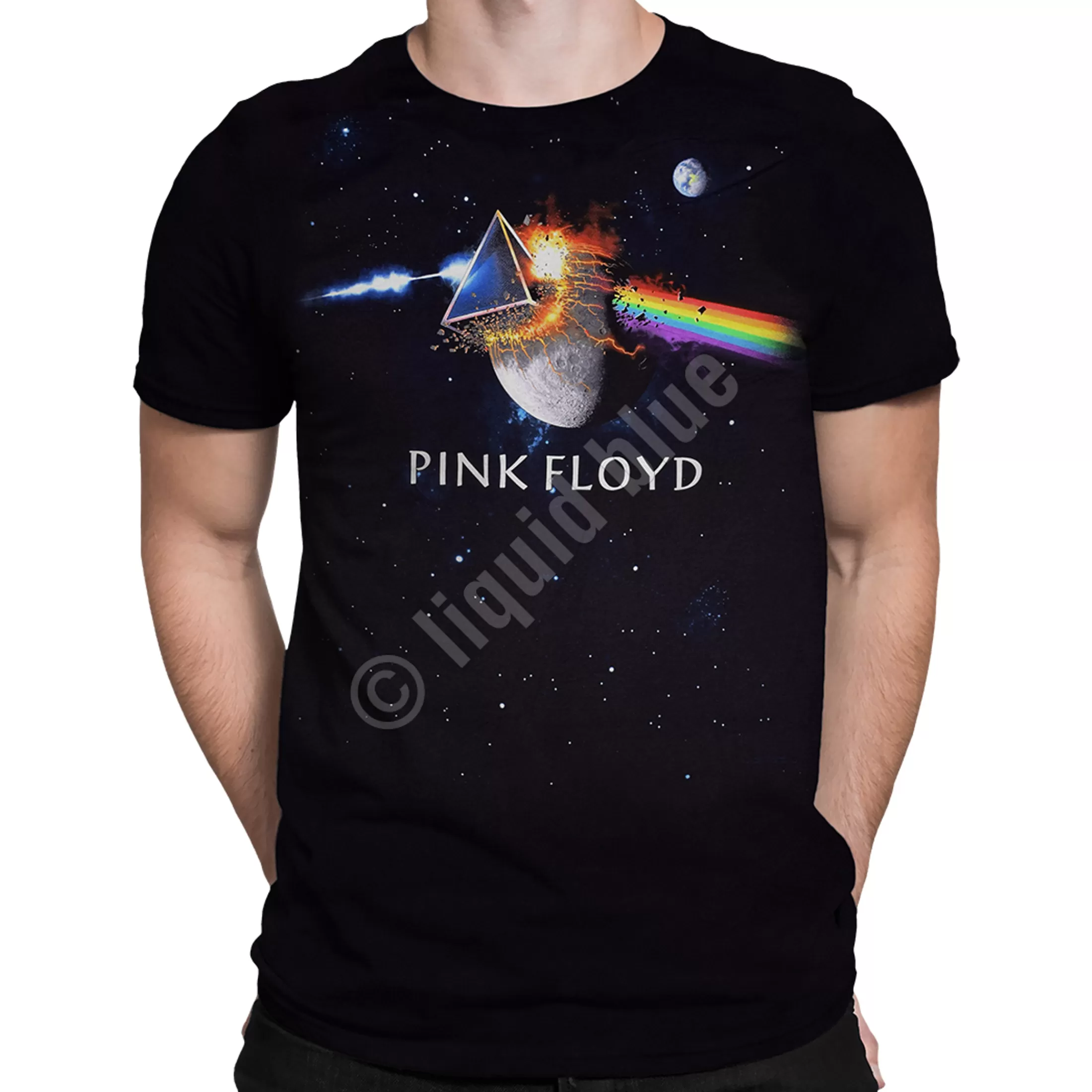 Athletic T-Shirt | Pink Floyd<Liquid Blue Great Gig In The Sky Black Athletic T-Shirt