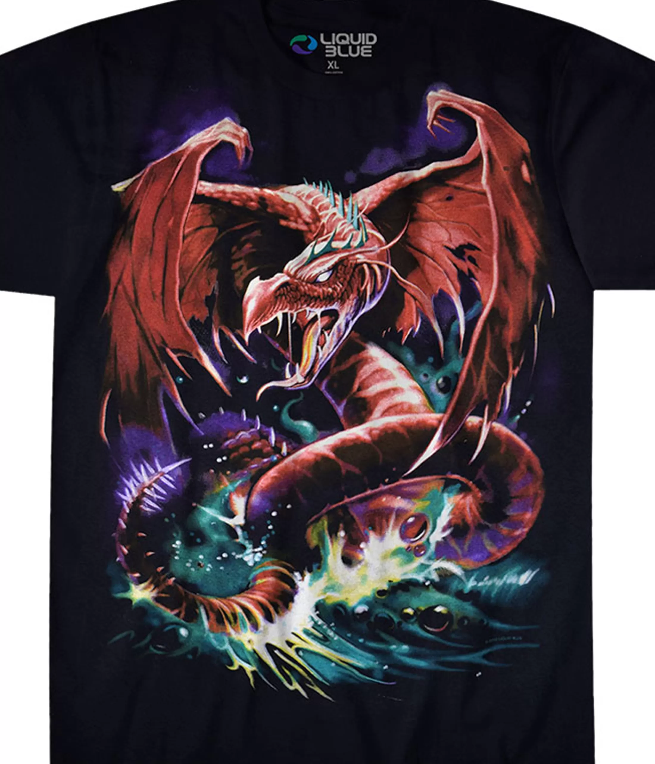 T-Shirt | Dark Fantasy<Liquid Blue Great Wyrm Black T-Shirt