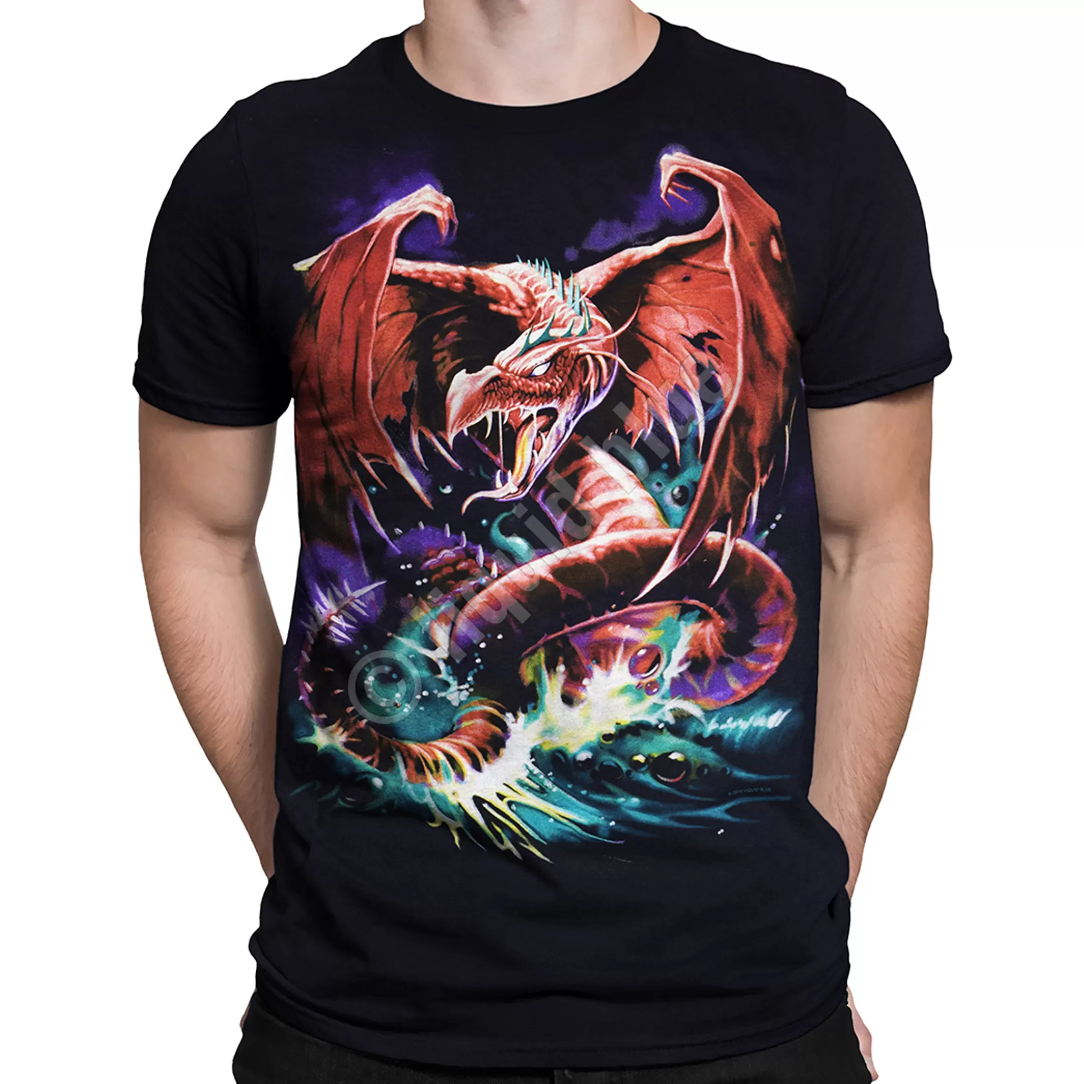 T-Shirt | Dark Fantasy<Liquid Blue Great Wyrm Black T-Shirt