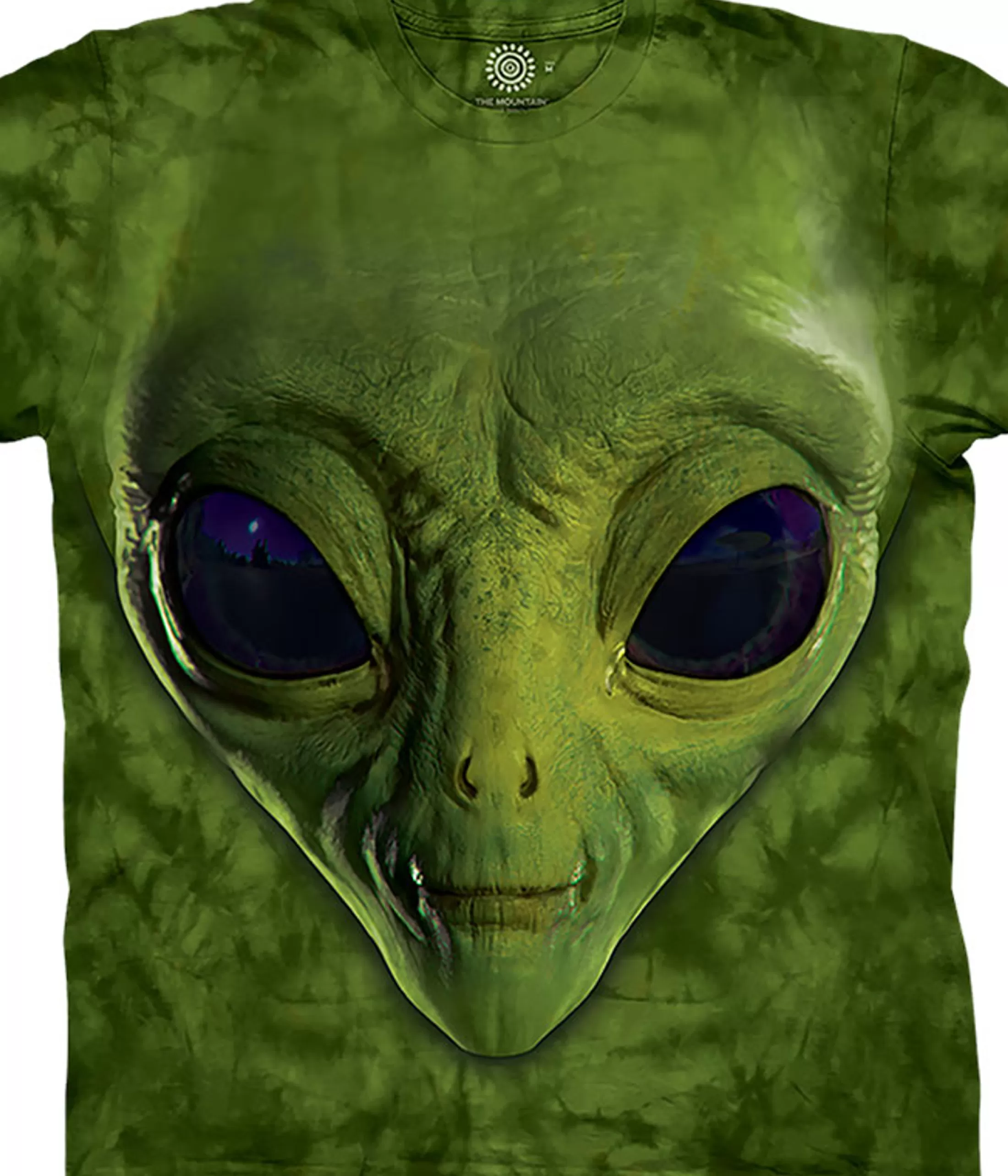 Novelty | Air & Space<Liquid Blue Green Alien Face Classic Cotton T-Shirt