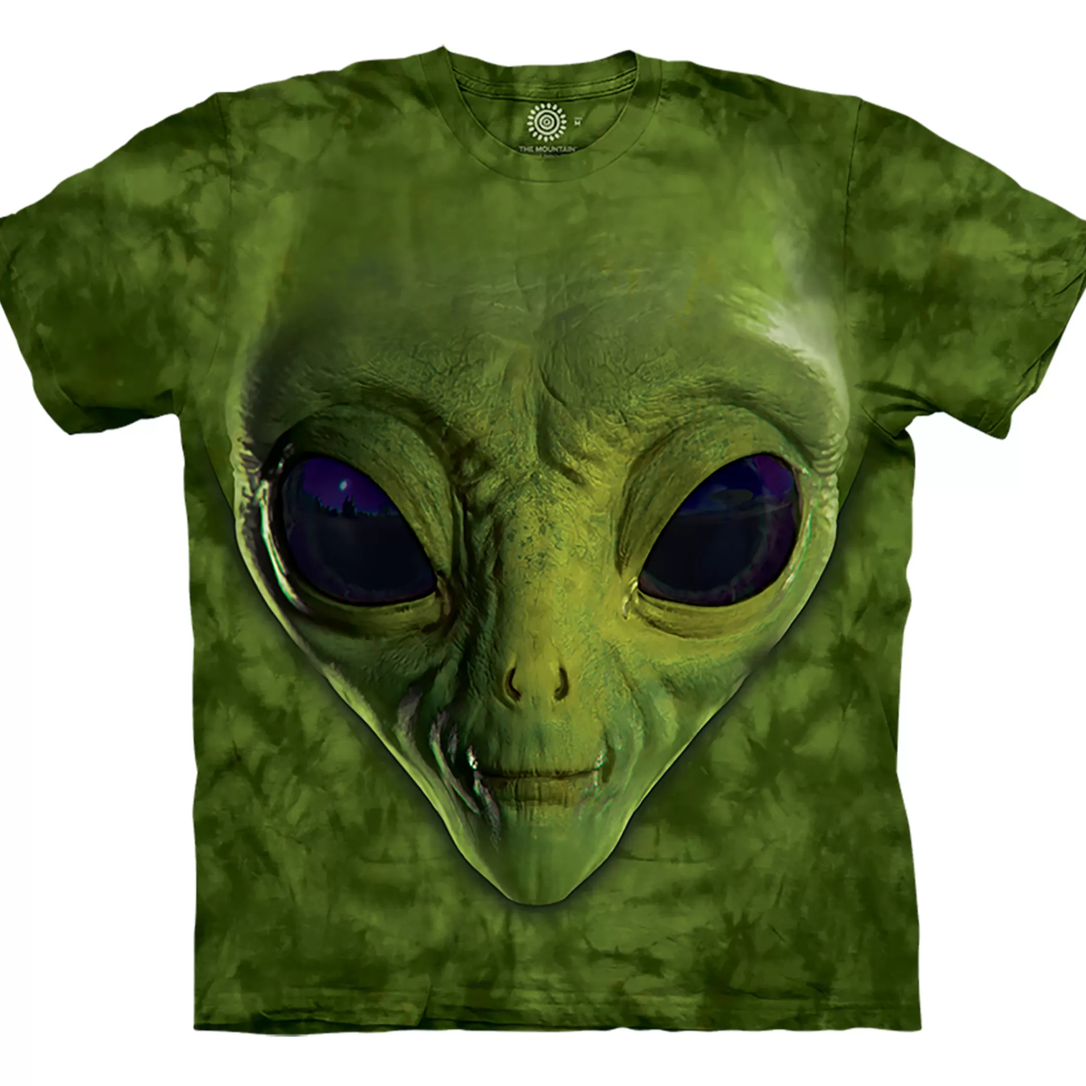 Novelty | Air & Space<Liquid Blue Green Alien Face Classic Cotton T-Shirt