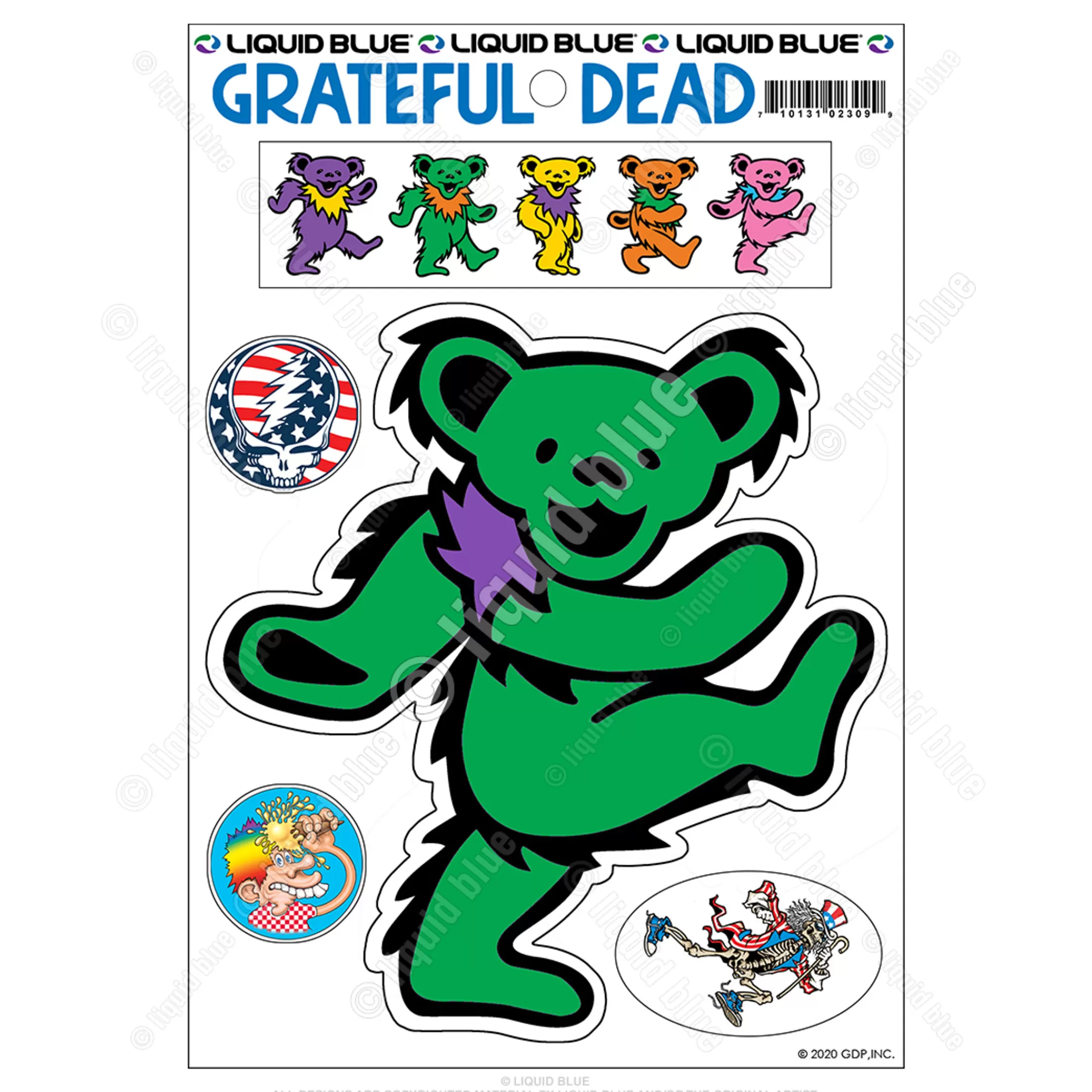 Grateful Dead<Liquid Blue Green Bear Diecut Sticker