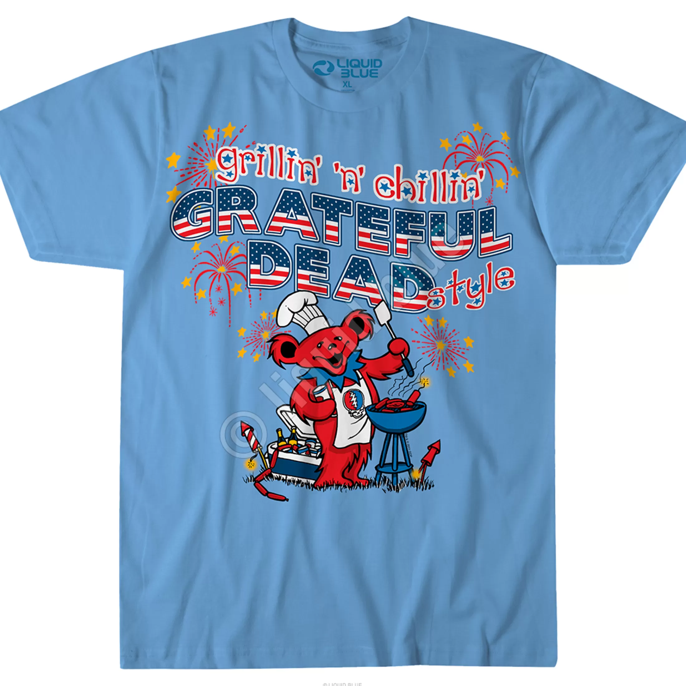 T-Shirt | Grateful Dead<Liquid Blue Grillin n Chillin Light Blue T-Shirt