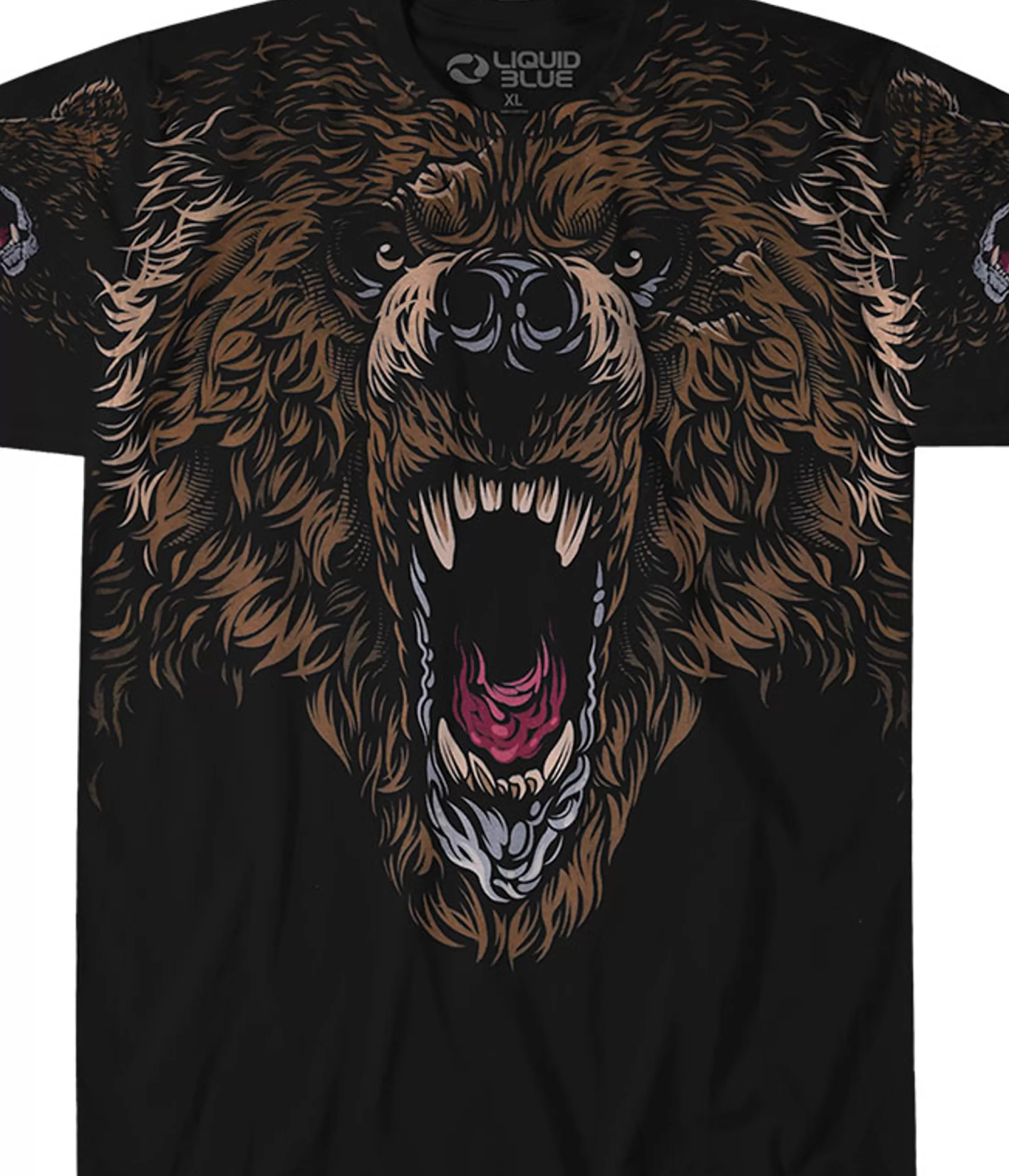 T-Shirt | Exotic Wildlife<Liquid Blue Grizzly Attack Black T-Shirt