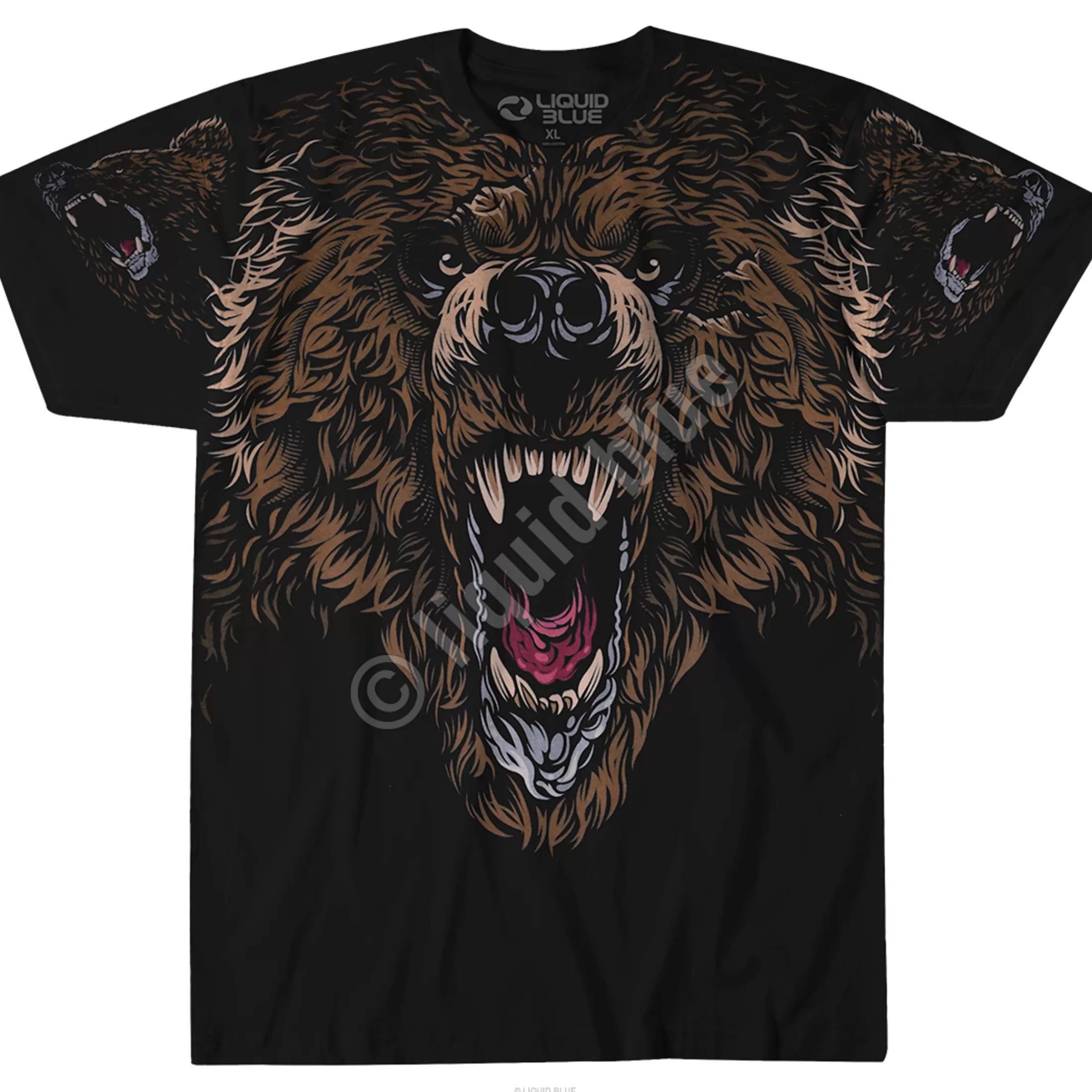 T-Shirt | Exotic Wildlife<Liquid Blue Grizzly Attack Black T-Shirt