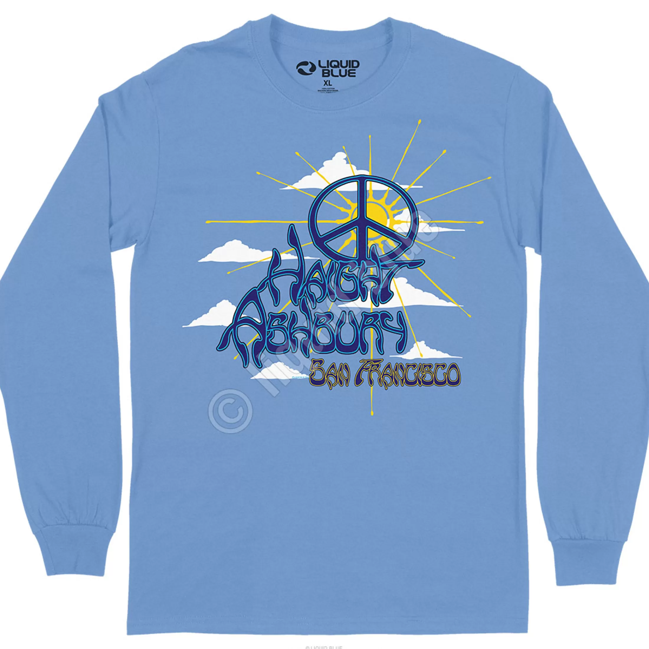 Long Sleeve | Haight Ashbury<Liquid Blue Haight Ashbury Peace Long Sleeve T-Shirt