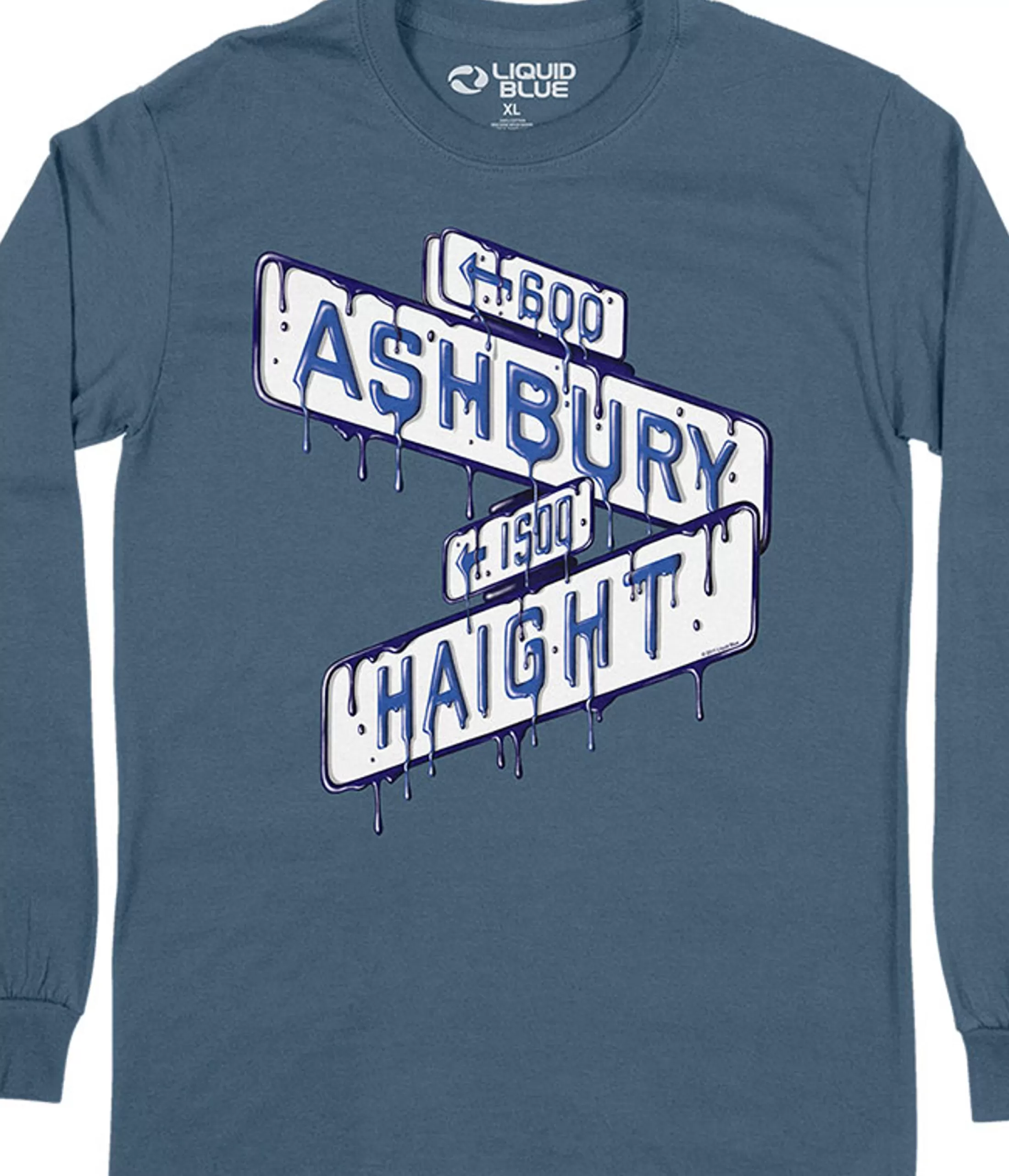 Long Sleeve | Haight Ashbury<Liquid Blue Haight Ashbury Sign Long Sleeve T-Shirt