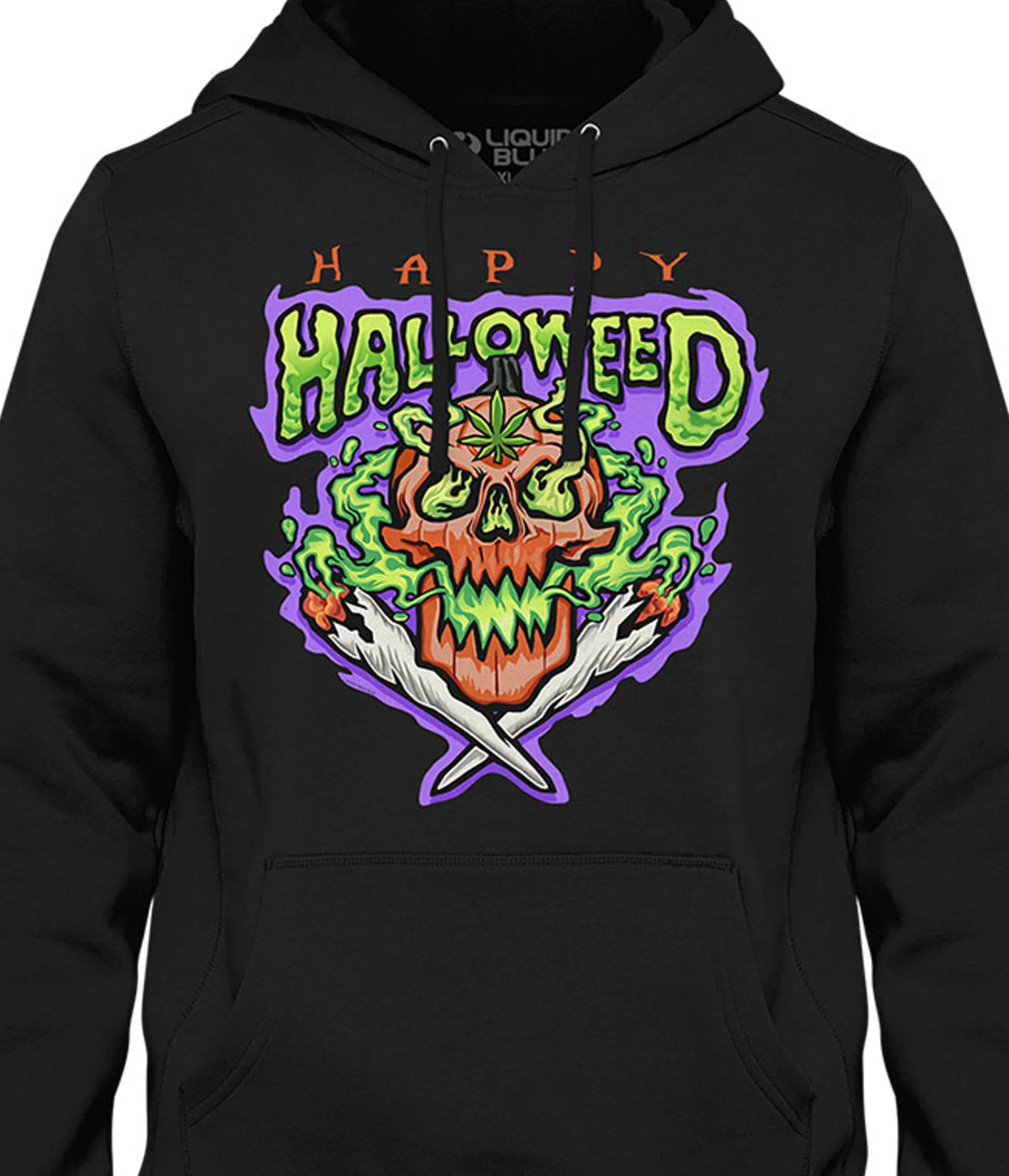 Hoodie | Halloween<Liquid Blue Halloweed Skull Black Hoodie