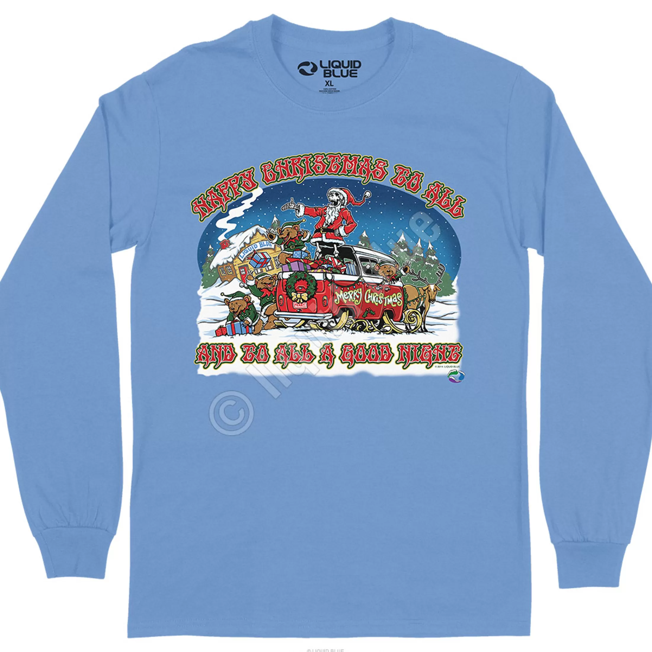 Long Sleeve | Happy Christmas<Liquid Blue Happy Christmas Long Sleeve T-Shirt