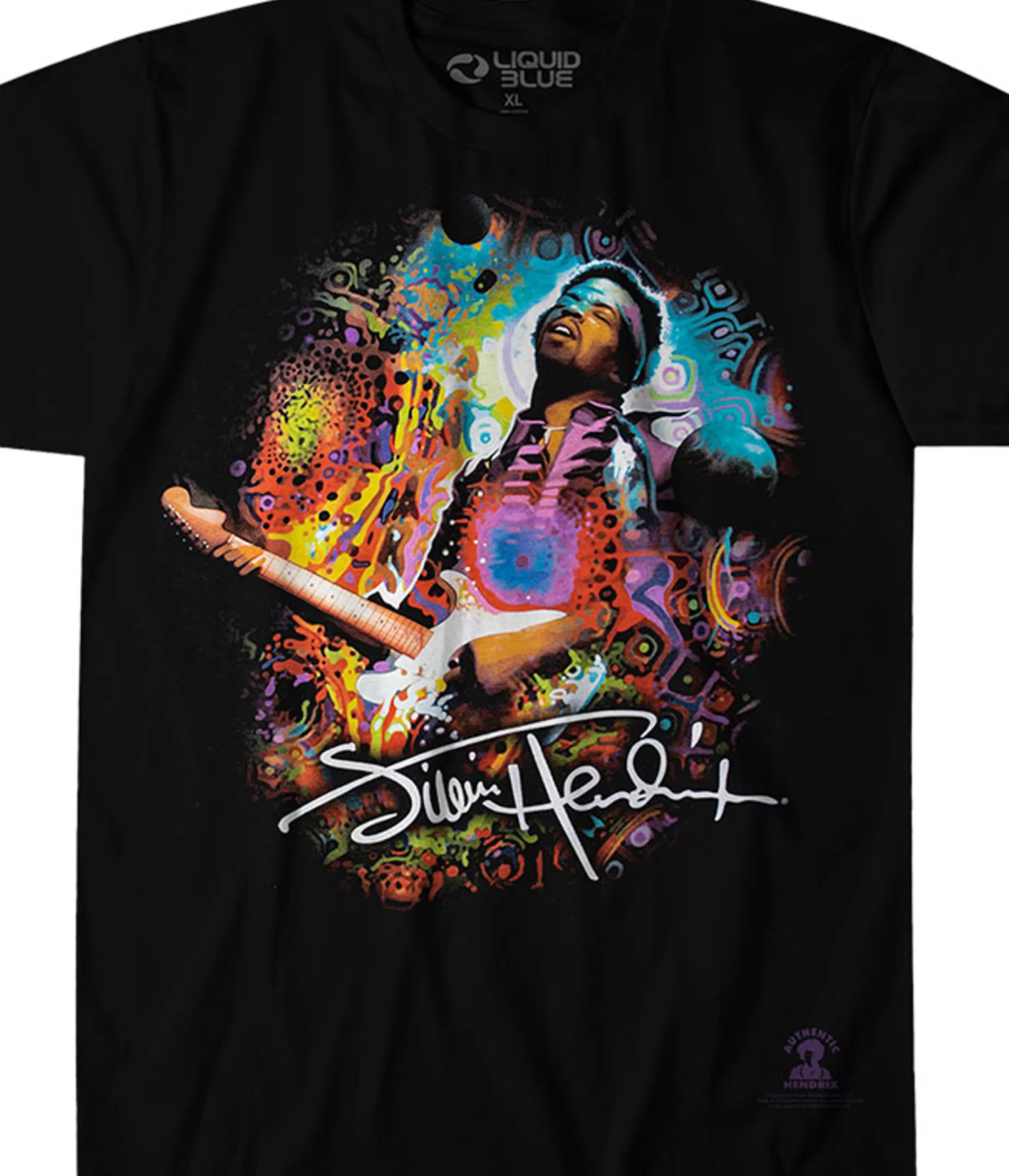 T-Shirt | Jimi Hendrix<Liquid Blue Hendrix Angel Black T-Shirt