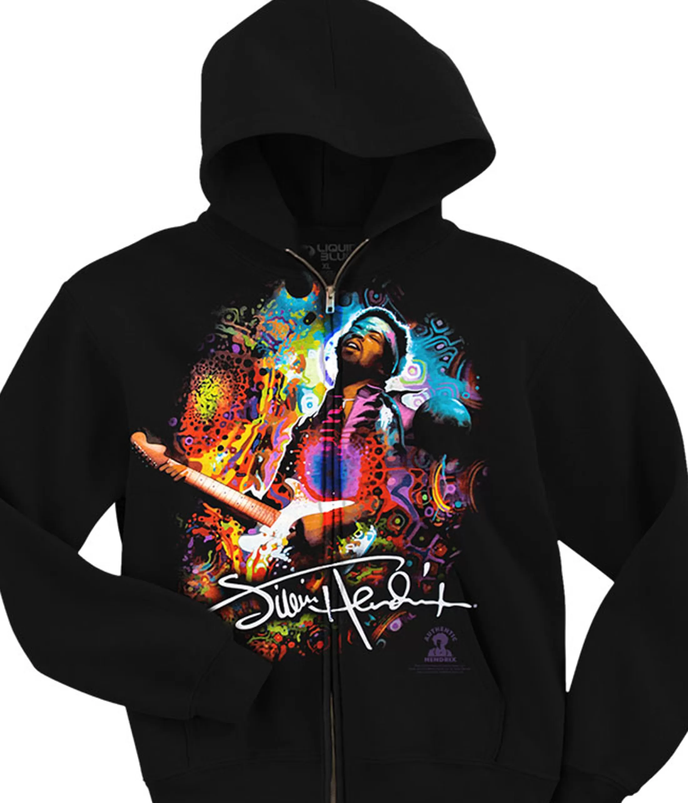 Hoodie | Jimi Hendrix<Liquid Blue Hendrix Angel Zipper Hoodie Black