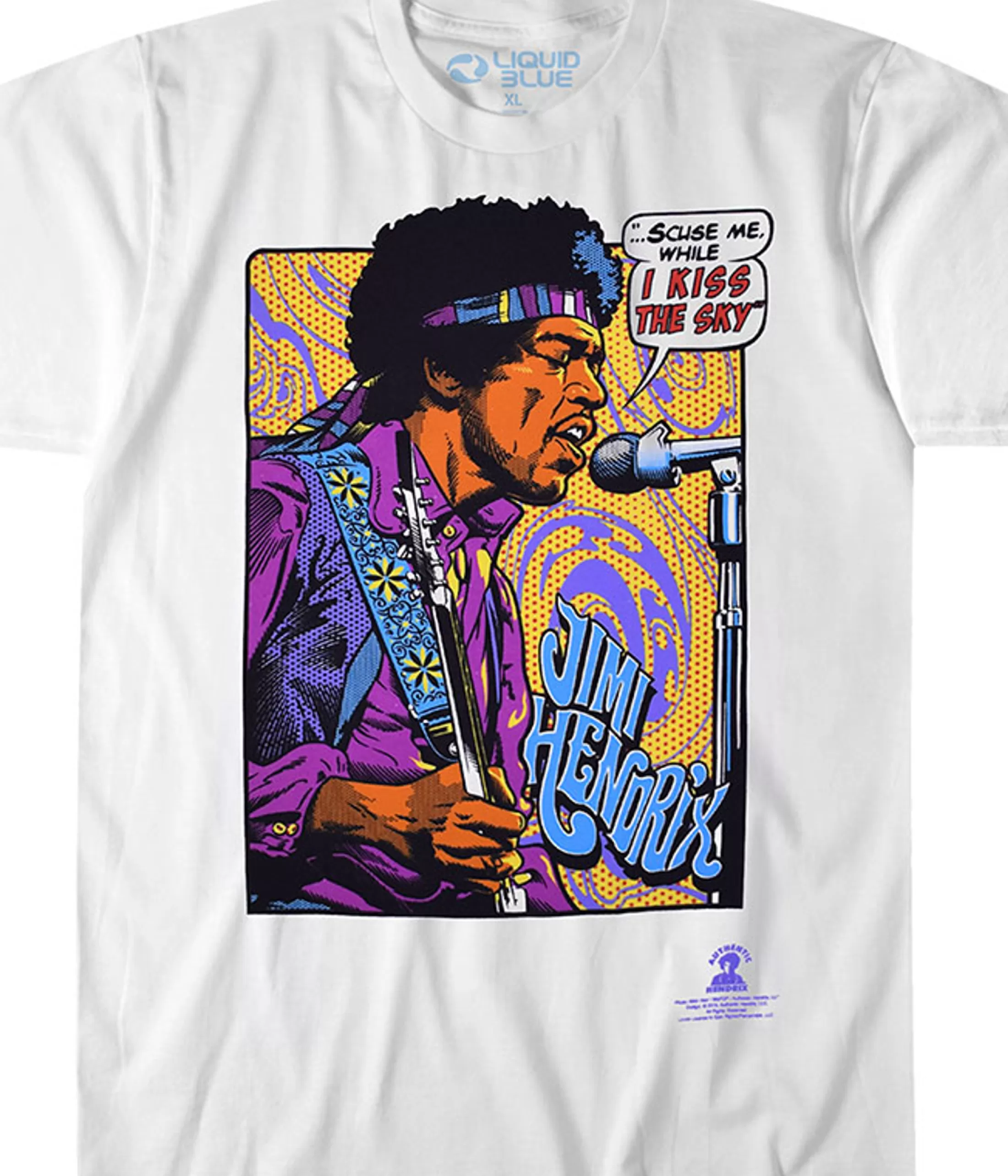 T-Shirt | Jimi Hendrix<Liquid Blue Hendrix Pop Art White T-Shirt