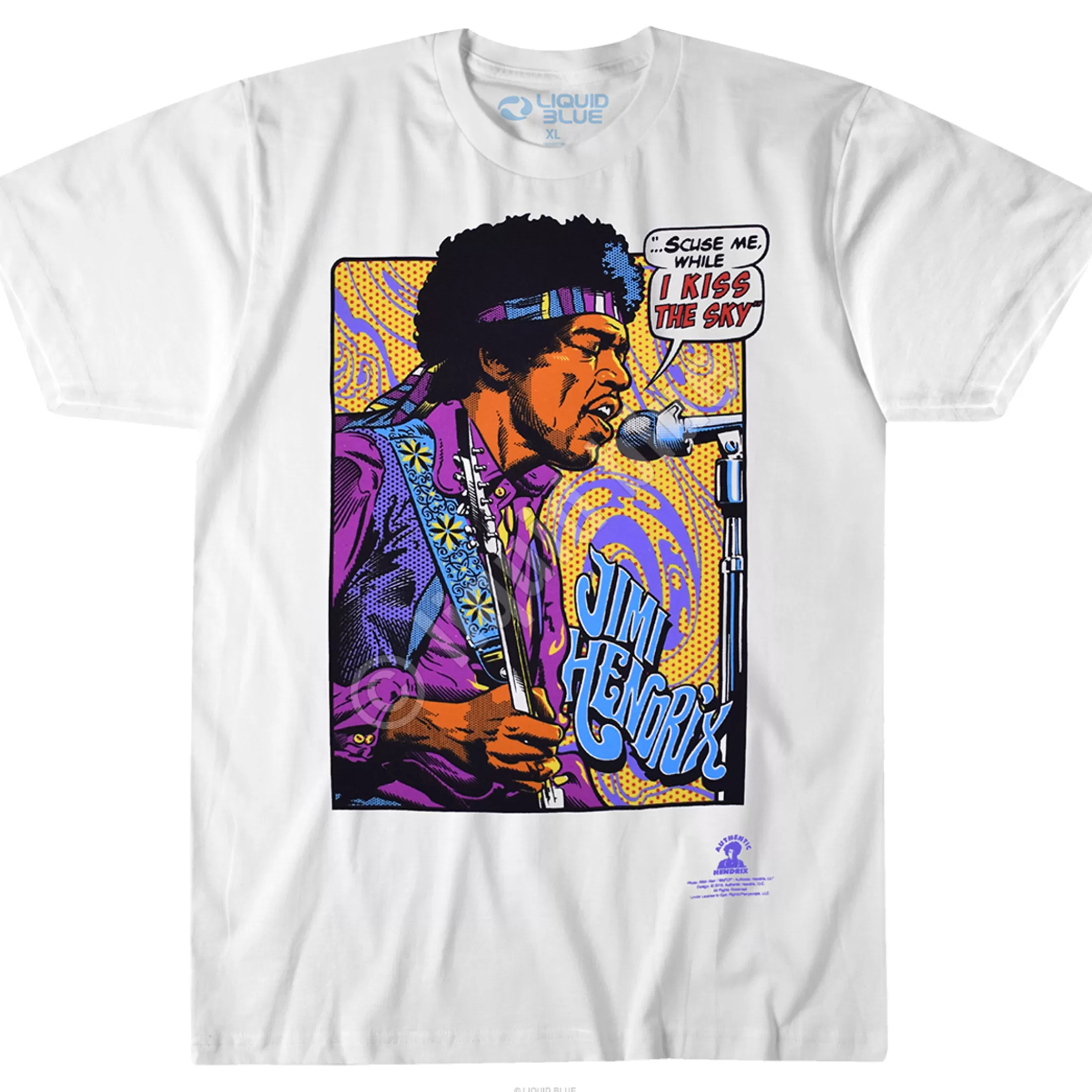 T-Shirt | Jimi Hendrix<Liquid Blue Hendrix Pop Art White T-Shirt