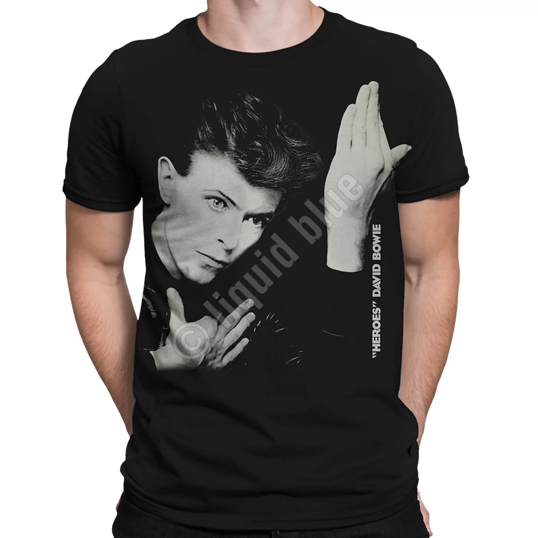 Athletic T-Shirt | David Bowie<Liquid Blue Heroes Black Athletic T-Shirt