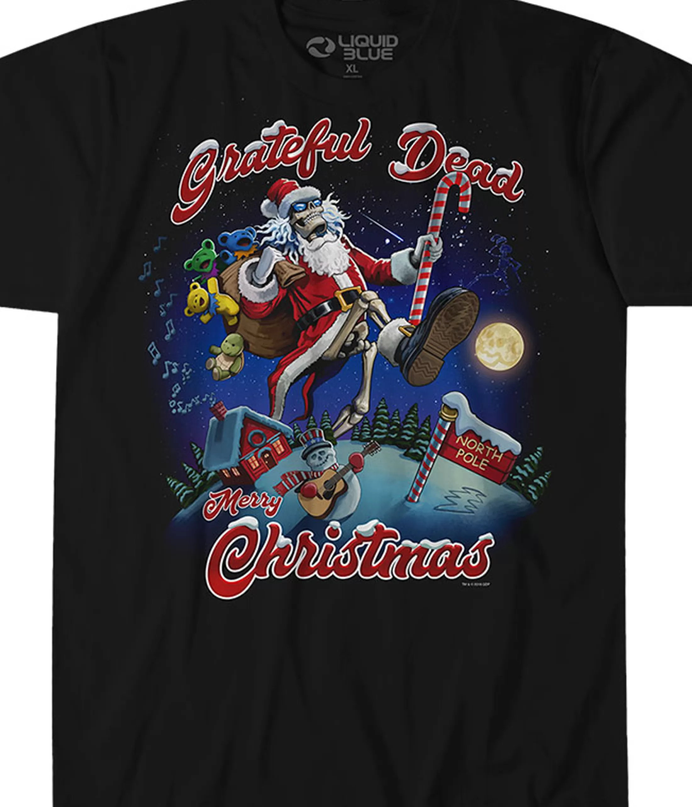 T-Shirt | Grateful Dead<Liquid Blue High Steppin Christmas Black T-Shirt