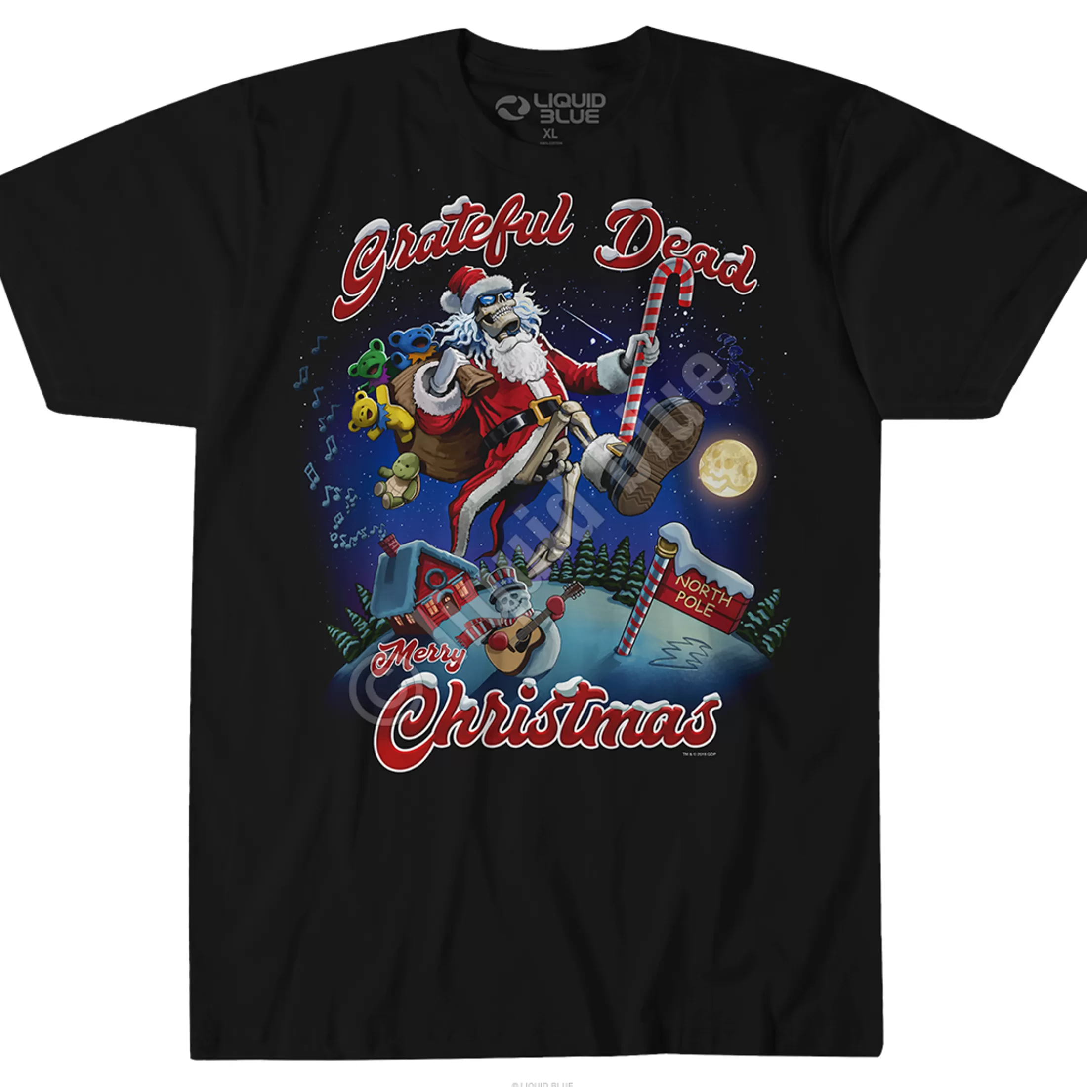 T-Shirt | Grateful Dead<Liquid Blue High Steppin Christmas Black T-Shirt