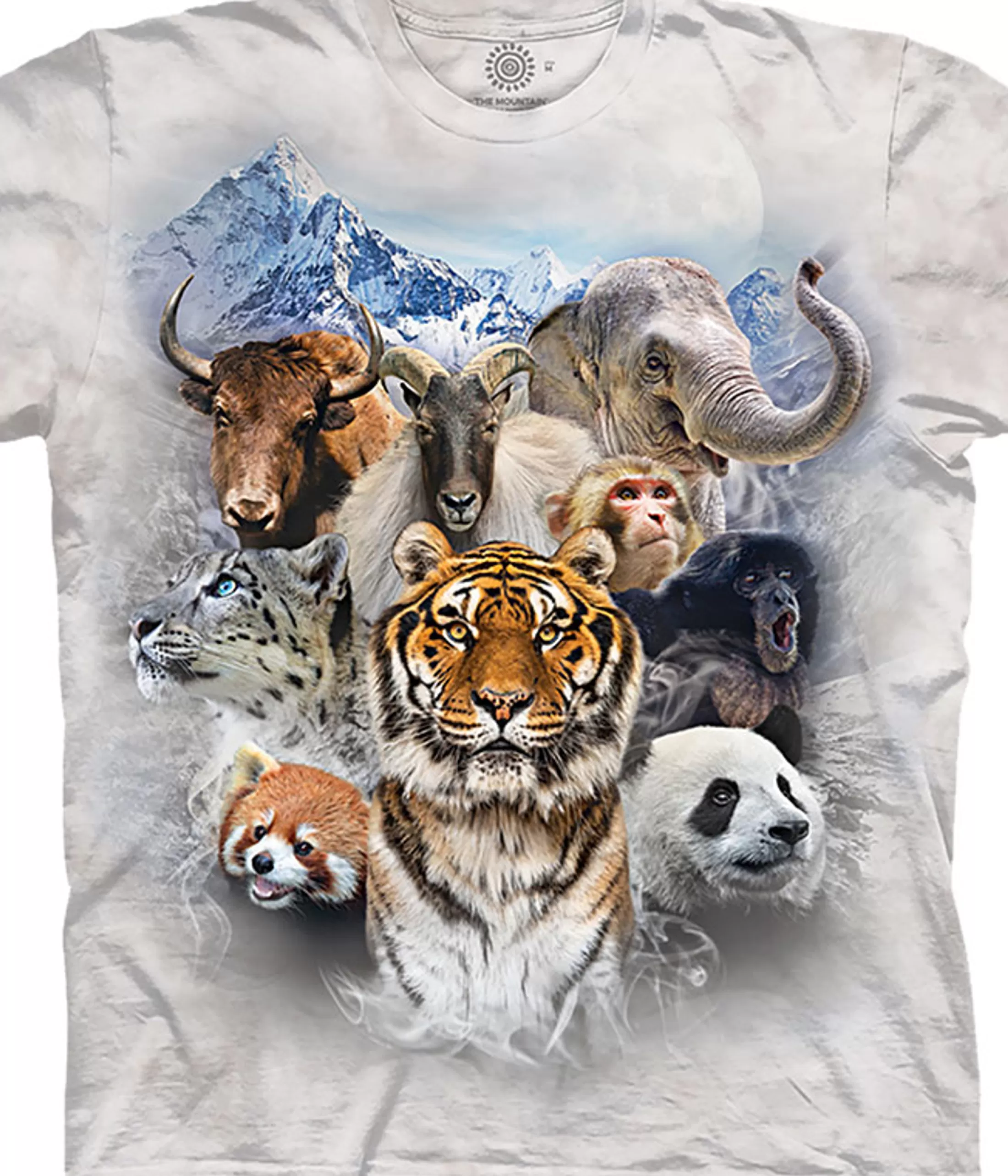 T-Shirt<Liquid Blue Himalayan Mountain Collage Classic Cotton T-Shirt