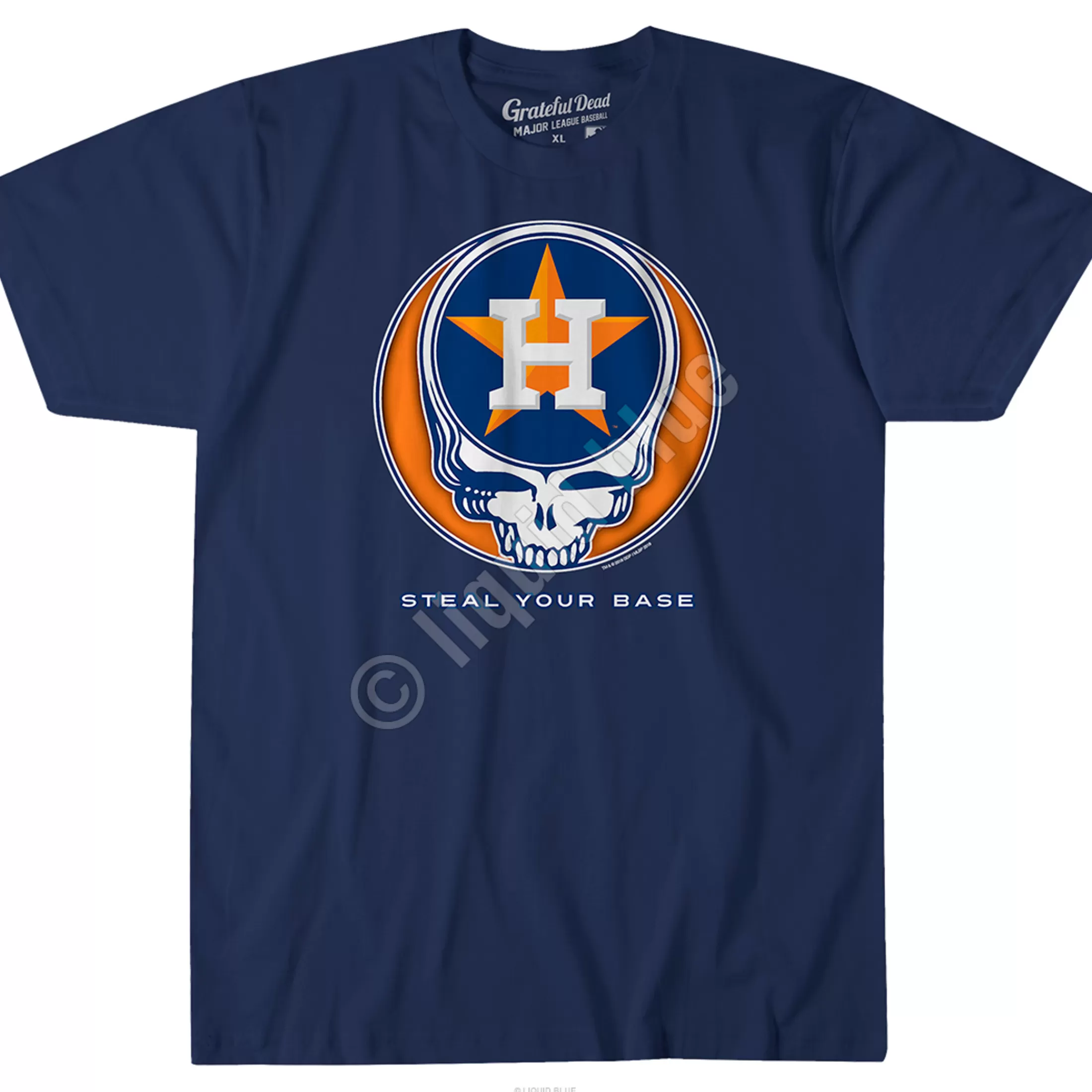 Athletic T-Shirt | Houston Astros<Liquid Blue Houston Astros Steal Your Base Navy Athletic T-Shirt