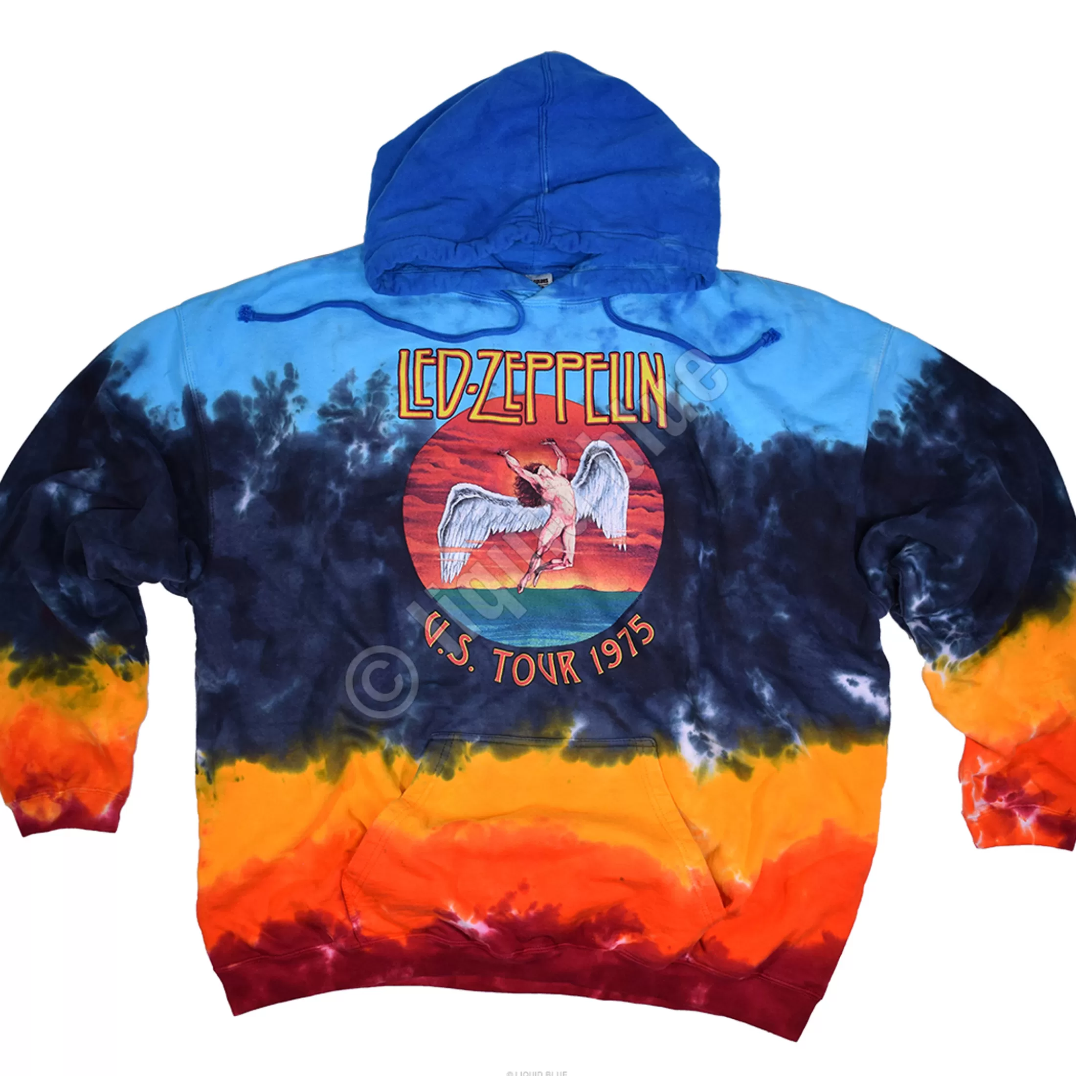 Hoodie | Led Zeppelin<Liquid Blue Icarus 1975 Tie-Dye Hoodie